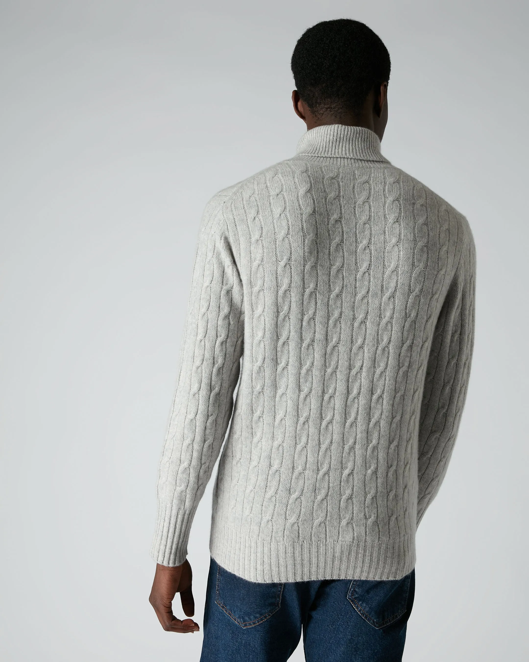 007 Cable Roll Neck Cashmere Jumper Fumo Grey