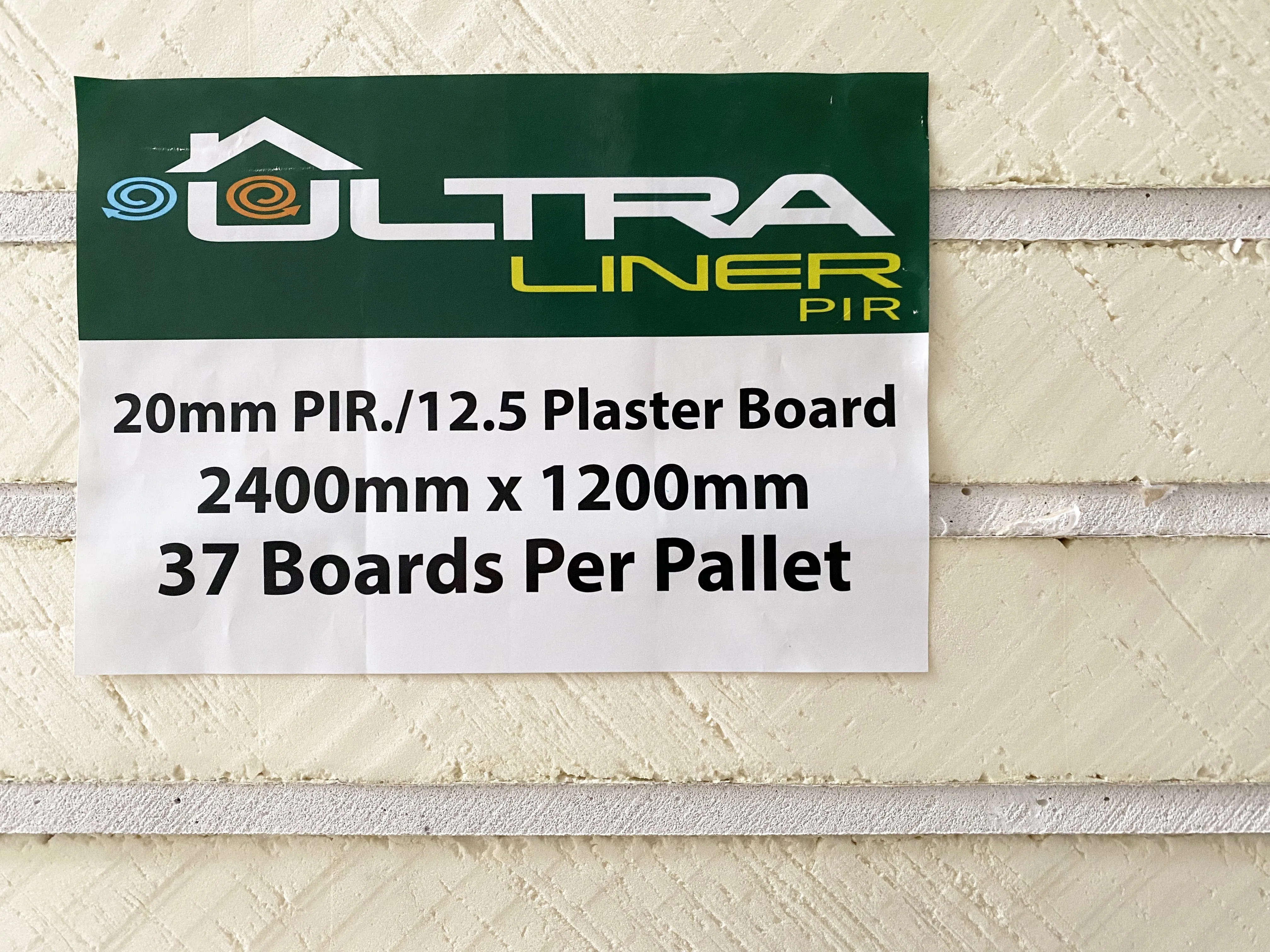 112.5mm Ultraliner Insulated PIR Plasterboard - per board