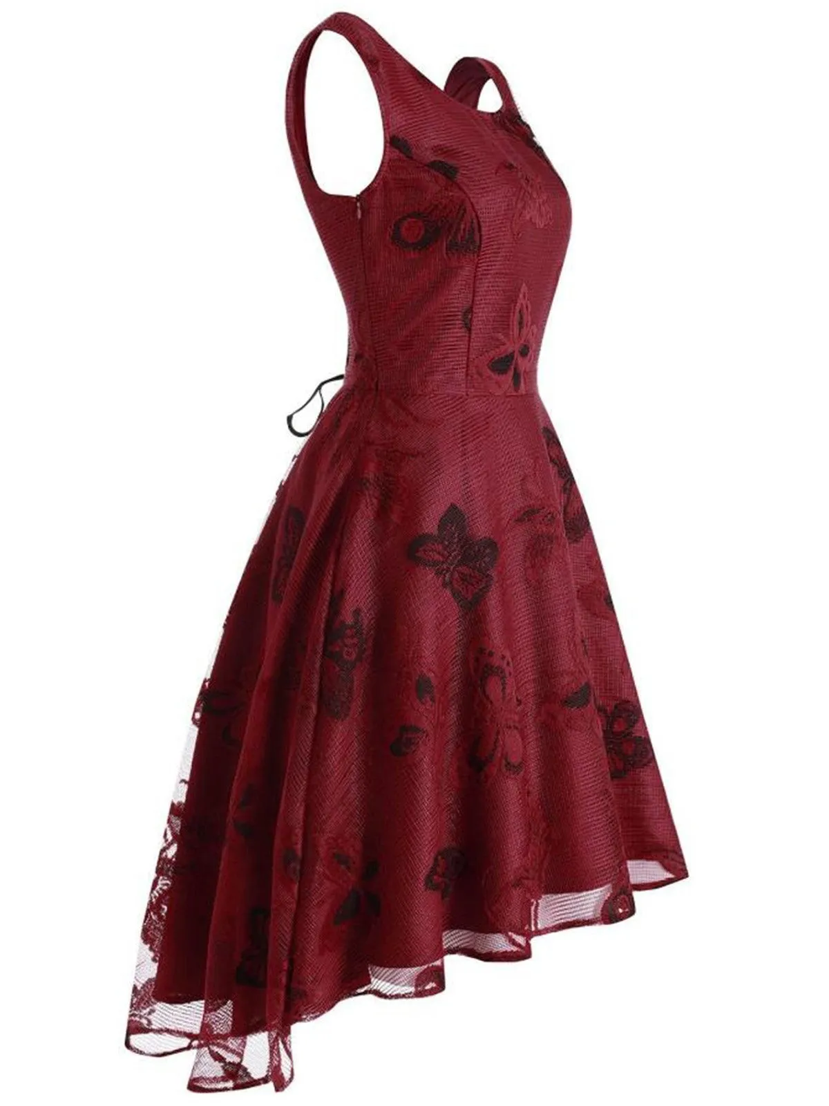 1950s Butterfly Lace Back Lace Up Dress