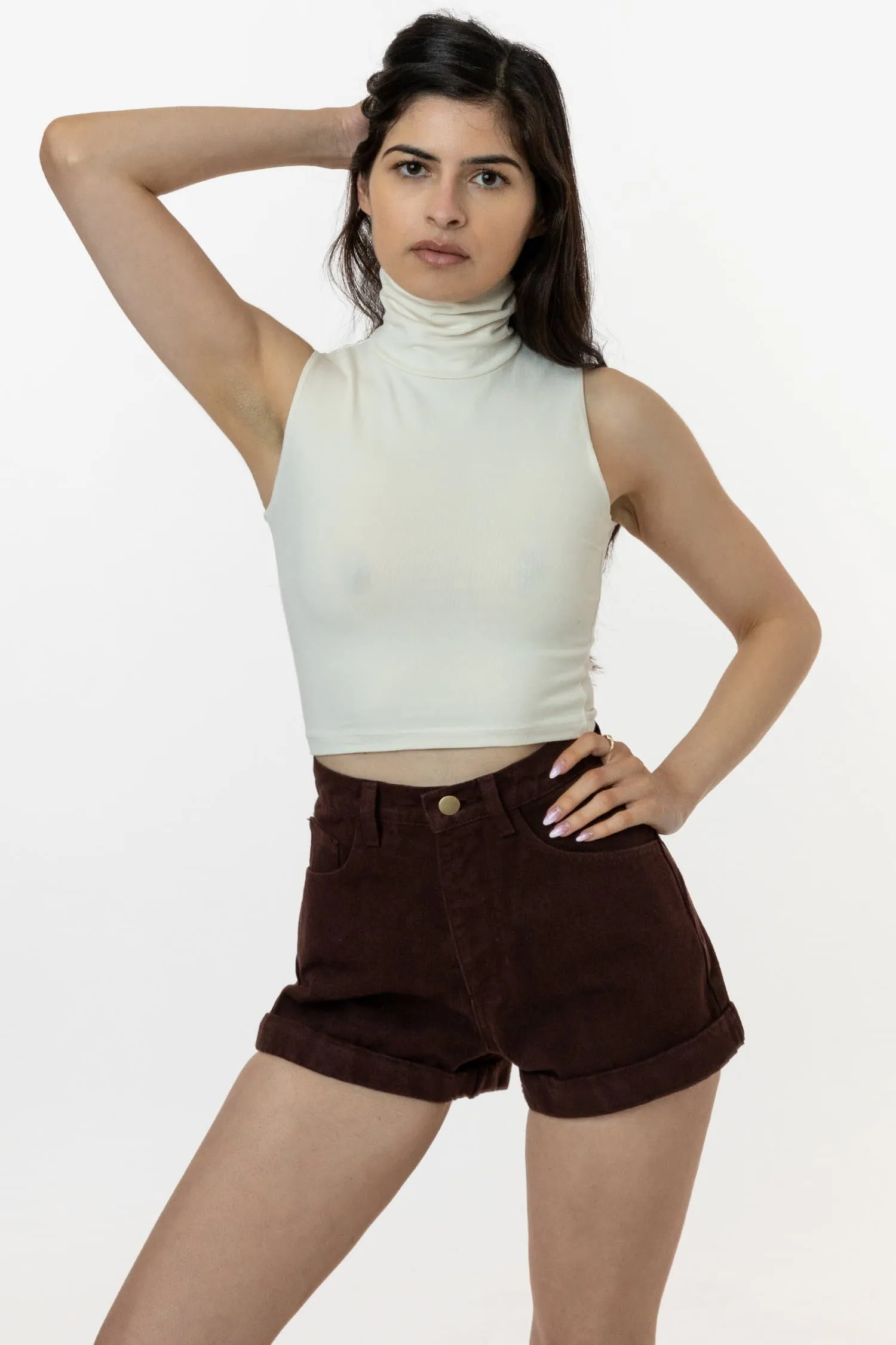 83073GD - Garment Dye Sleeveless Turtleneck Crop Top