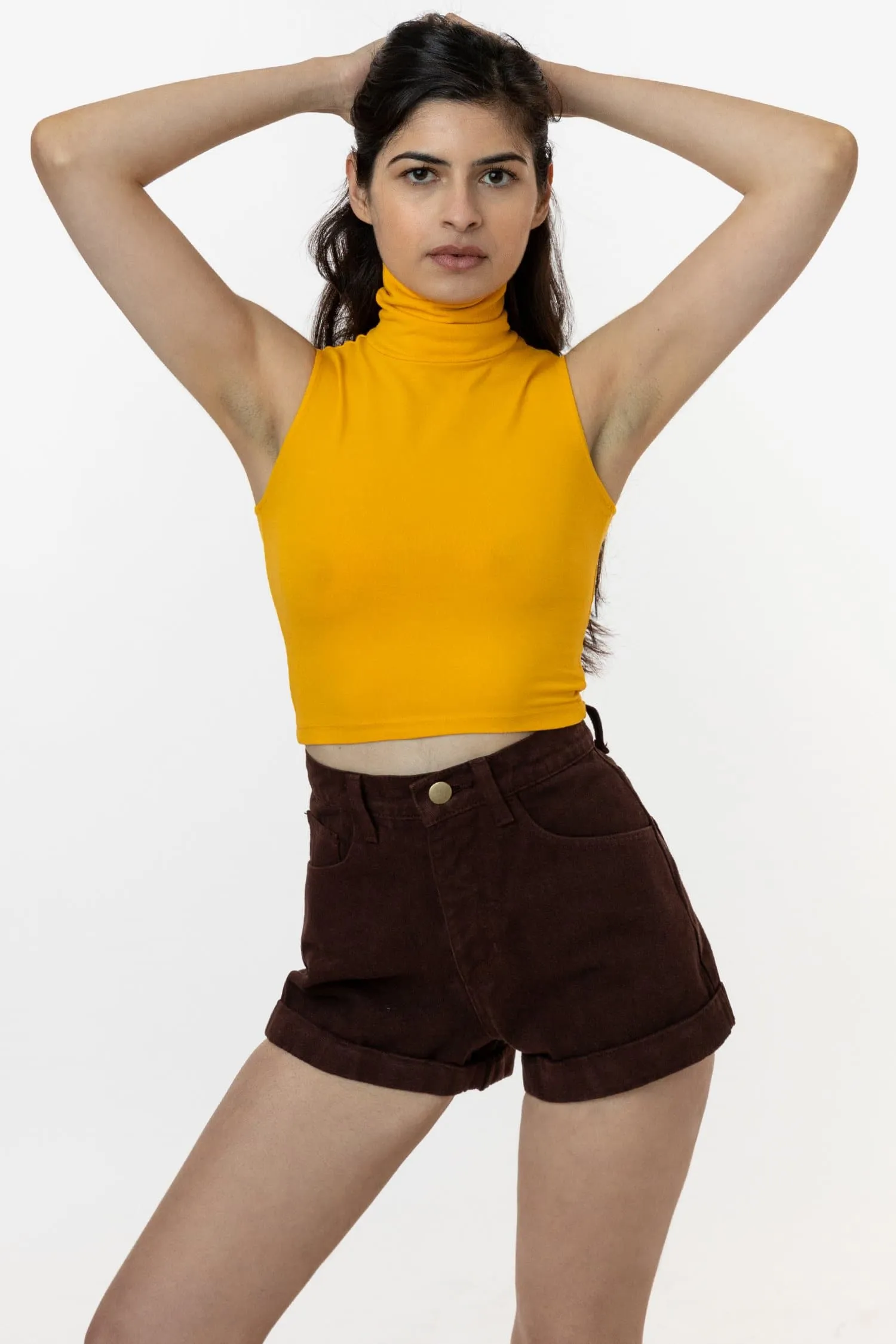 83073GD - Garment Dye Sleeveless Turtleneck Crop Top