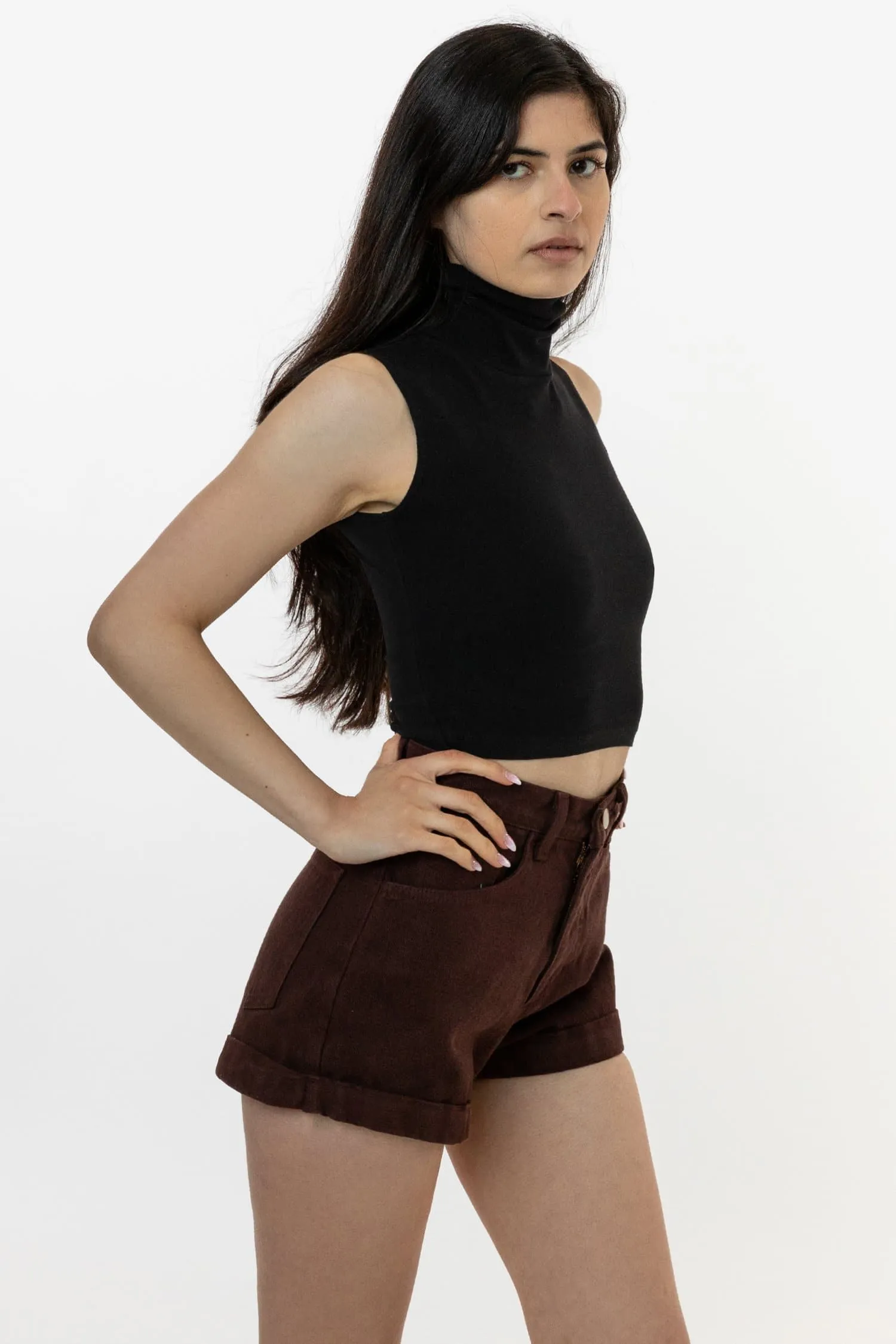 83073GD - Garment Dye Sleeveless Turtleneck Crop Top