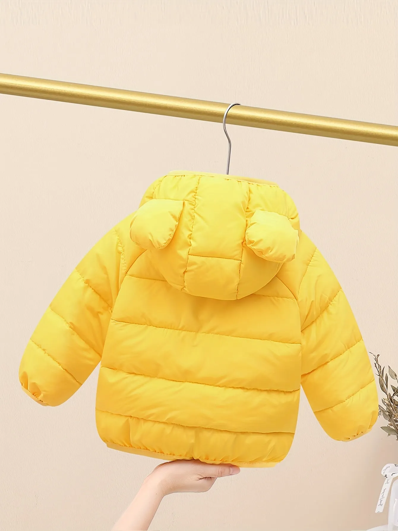 Baby Boys Warm Padded Jacket, Kids Cute Hooded Zip Up Coat With Ears For Winter/fall