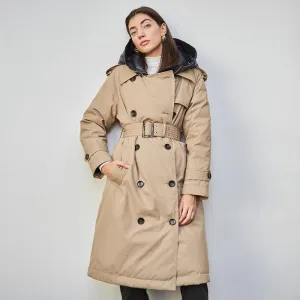 Black Friday Sales British Down Trench Coat Winter White Duck Down Jacket Women Hooded Long Thick Warm Jackets Puffer Feather Female Parka Mujer