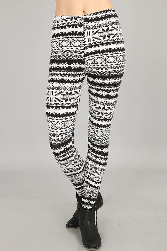 Black/ White Nordic Print Leggings