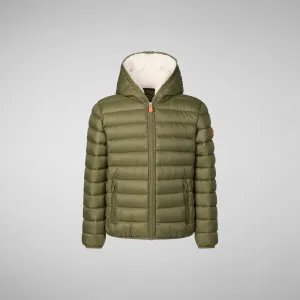 Boys' animal free Puffer jacket with teddy lining Finnegan in dusty olive