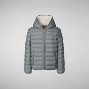 Boys' animal free Puffer jacket with teddy lining Finnegan in mid grey