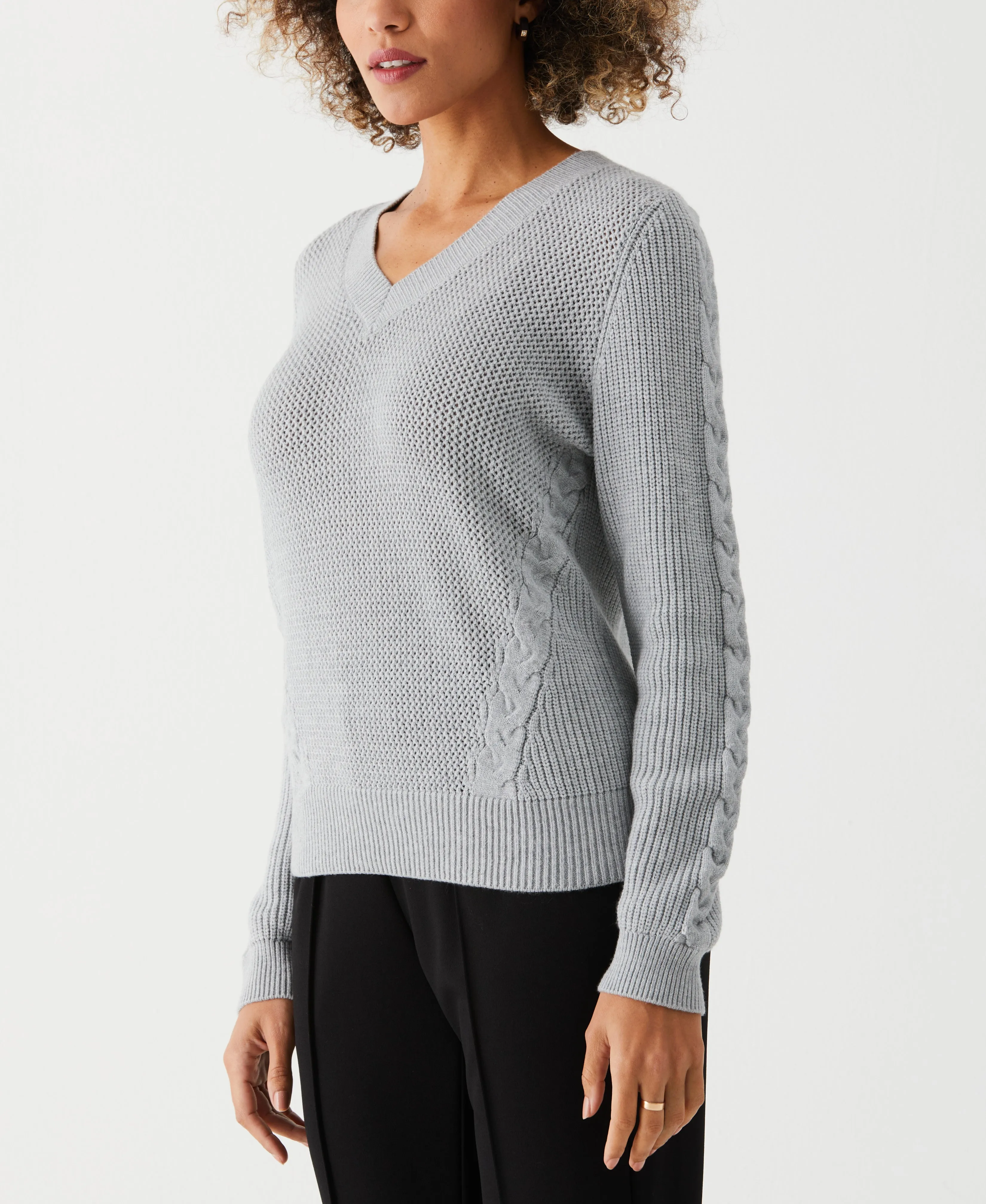 Cable Knit V-Neck Sweater