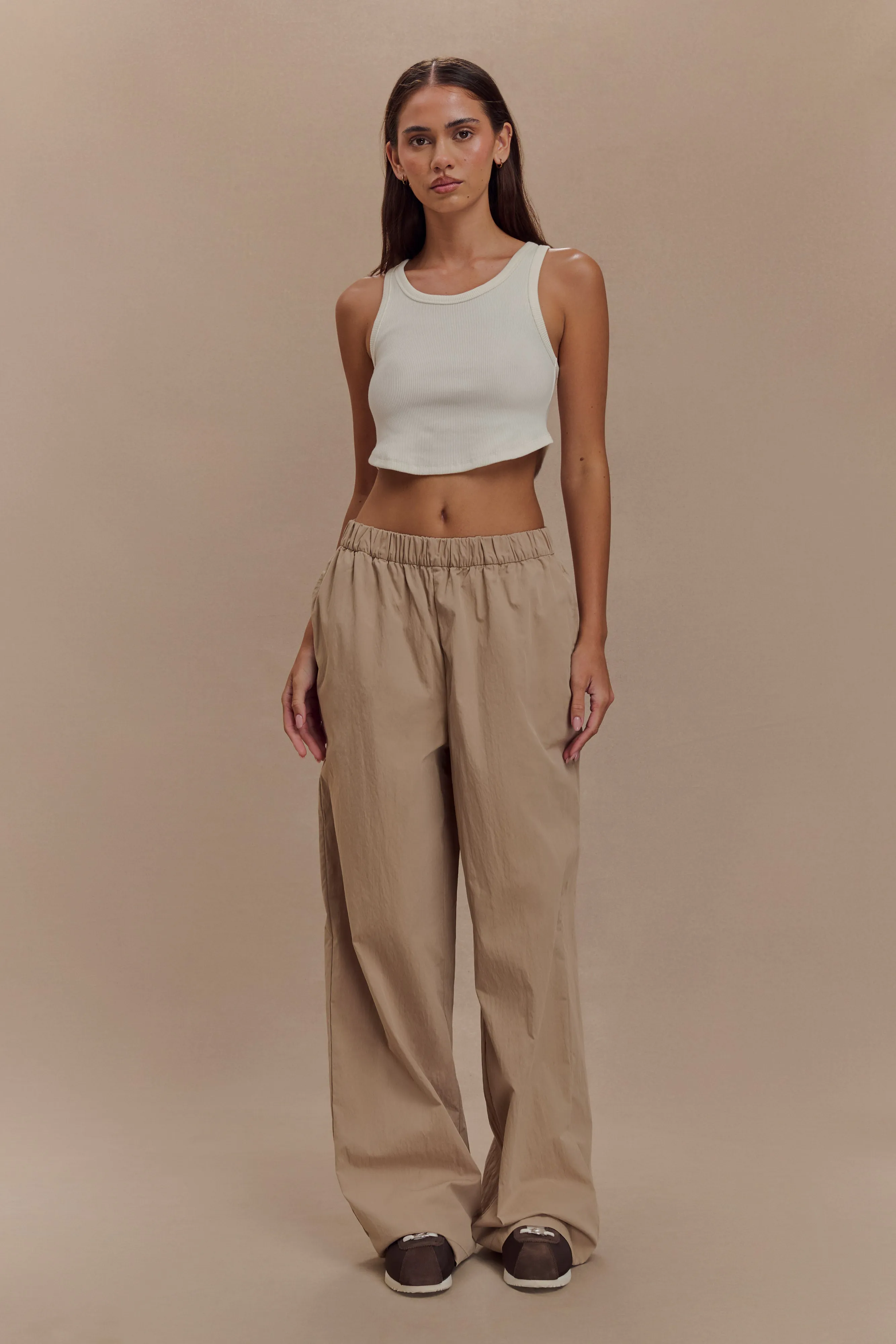 Campbell Cotton Wide Leg Pants - Sand