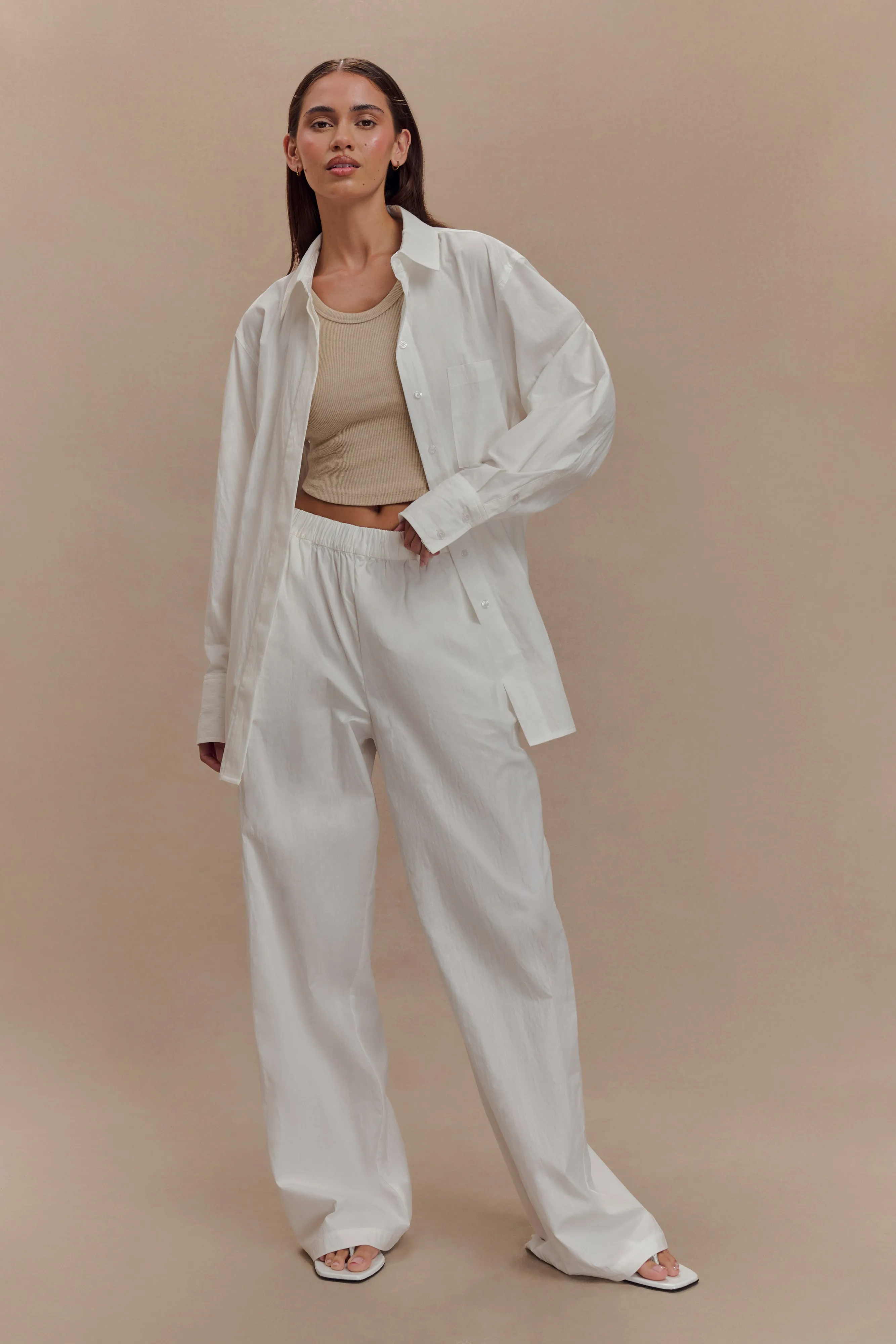 Campbell Cotton Wide Leg Pants - White