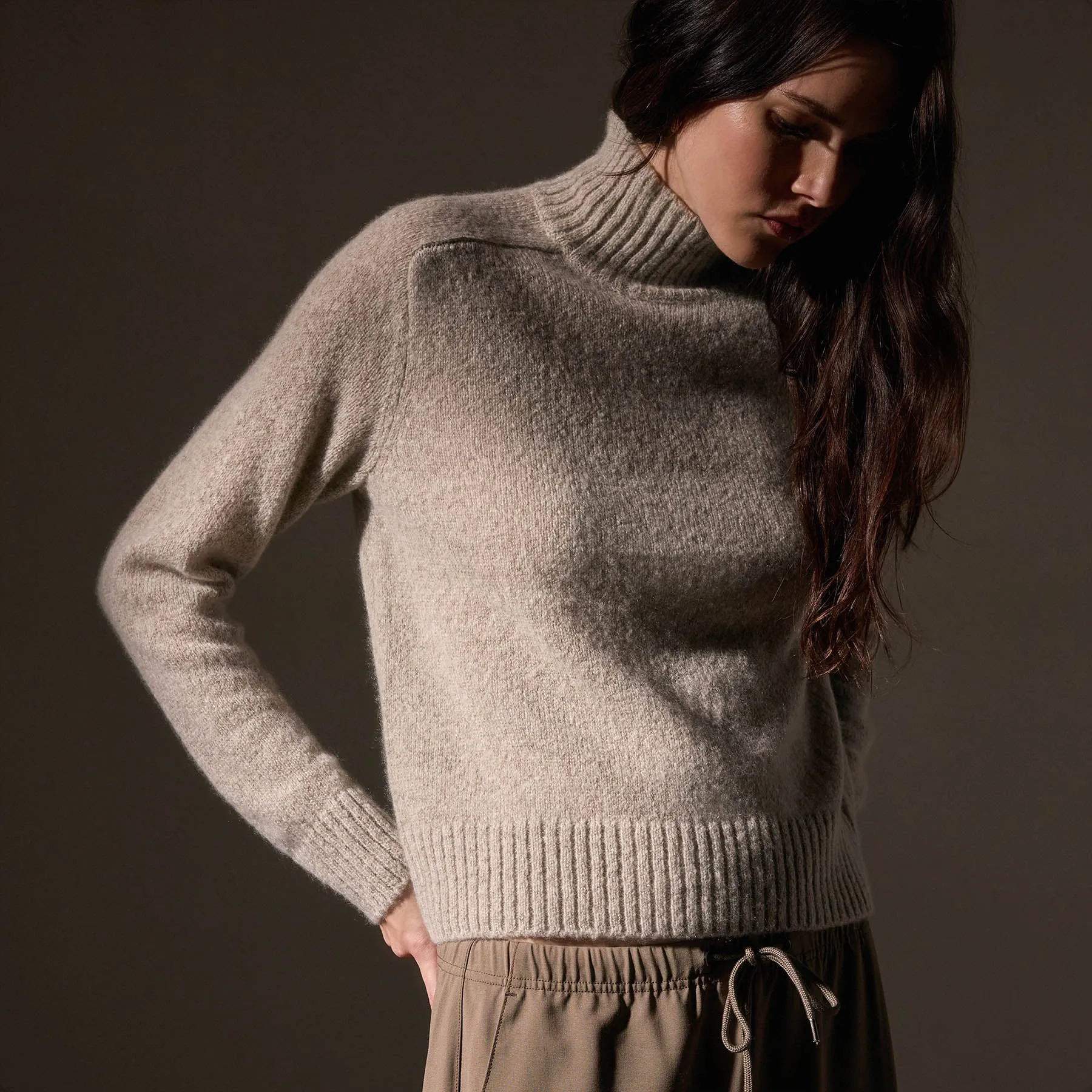 Cashmere Funnel Neck Sweater - Hazel