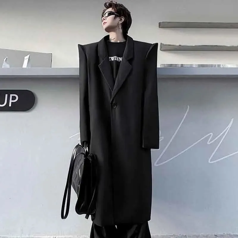 Casual Solid Black Trench Coat