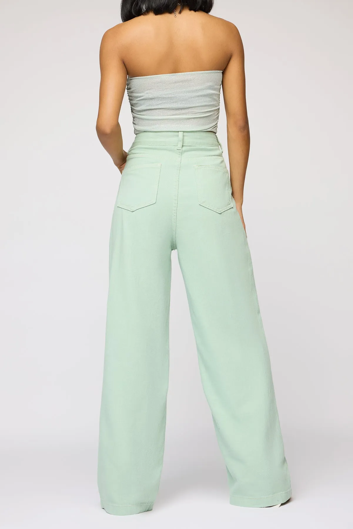 Celadon Green Denim Korean Pants