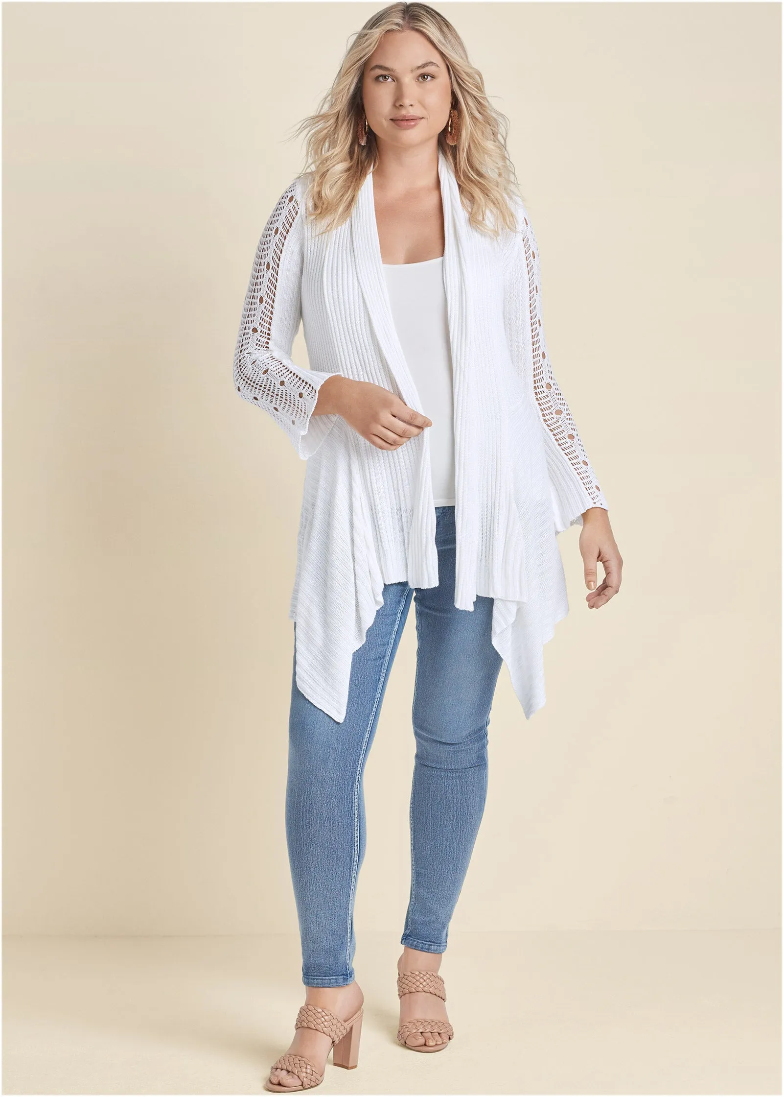 Crochet Sleeve Duster - White