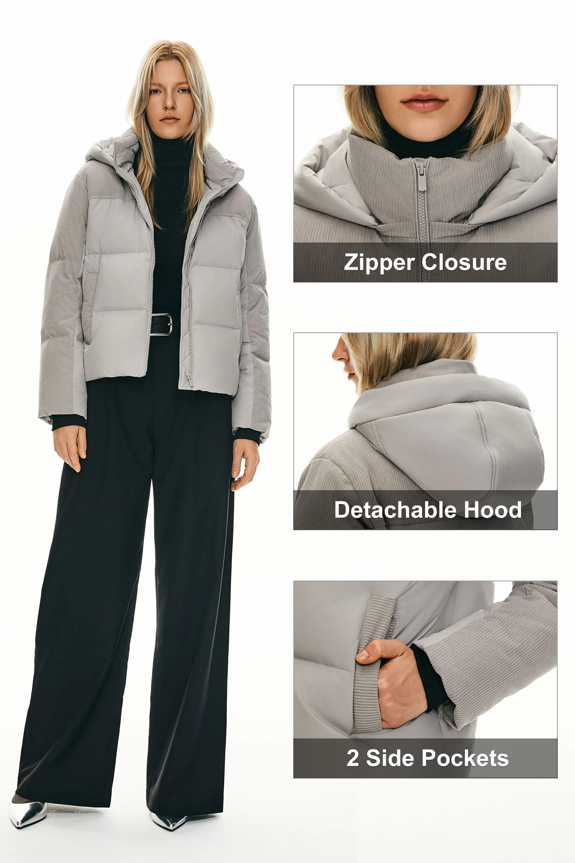 Cropped Puffer Jacket Winter Hooded