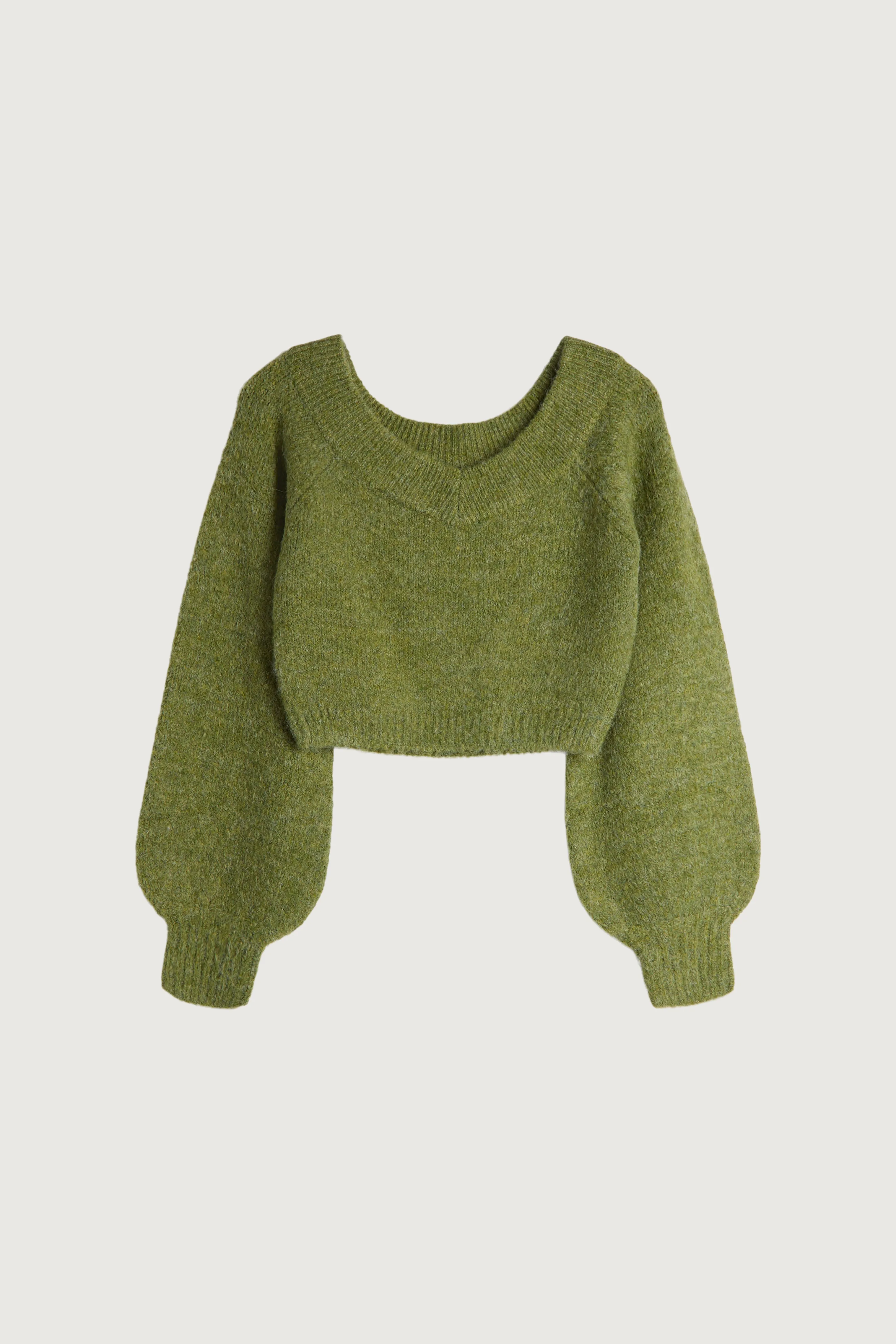 CROPPED WIDE NECKLINE SWEATER