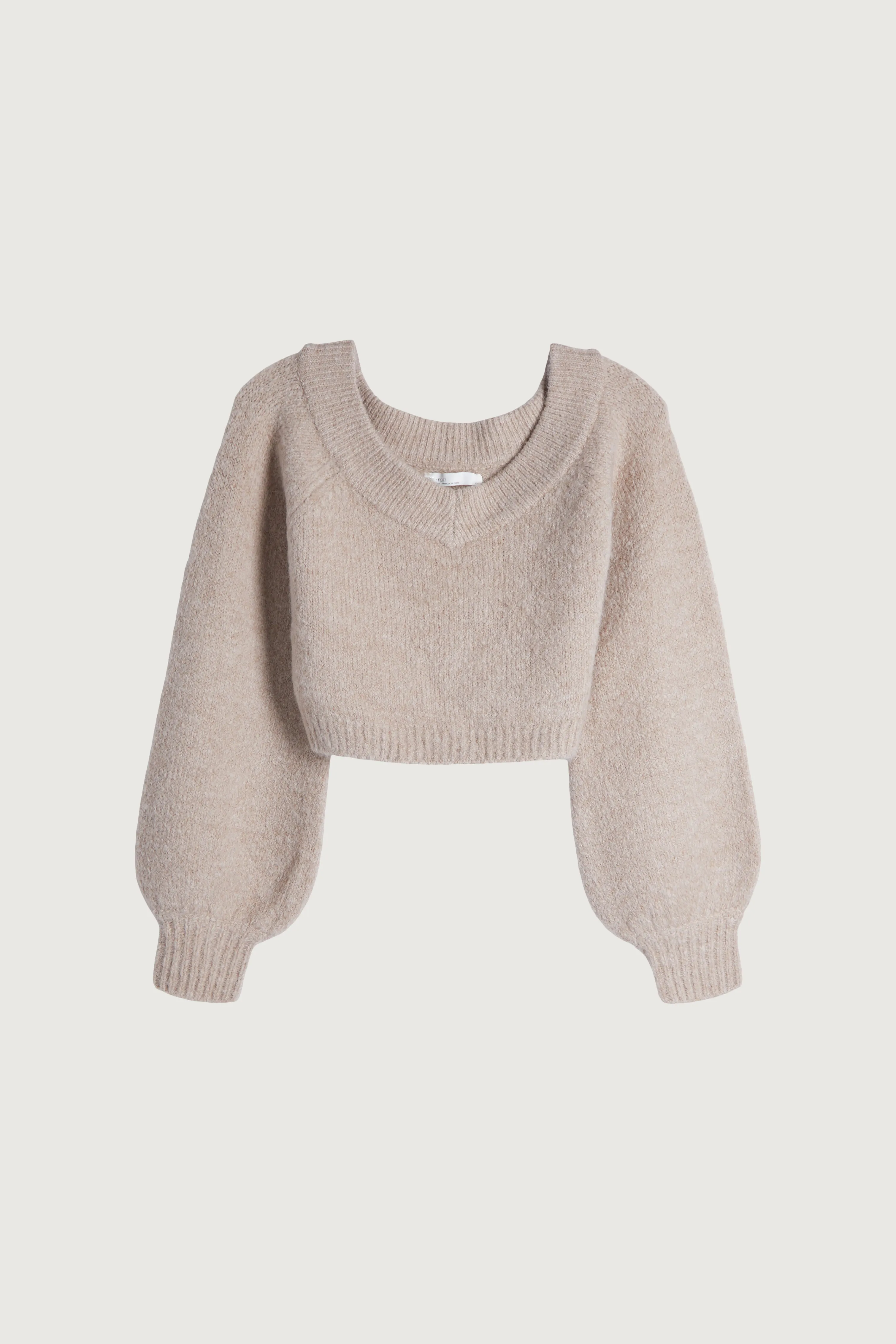 CROPPED WIDE NECKLINE SWEATER