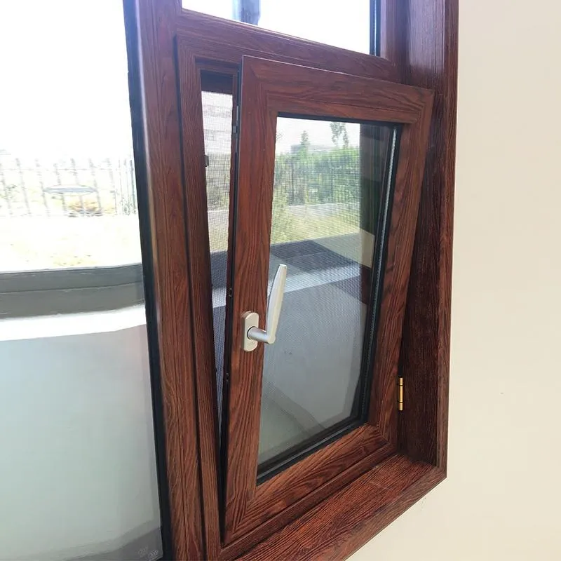 DOORWIN 2021United States elegant Tilt and turn with wood grain finishing thermal insulated aluminum window with double glass