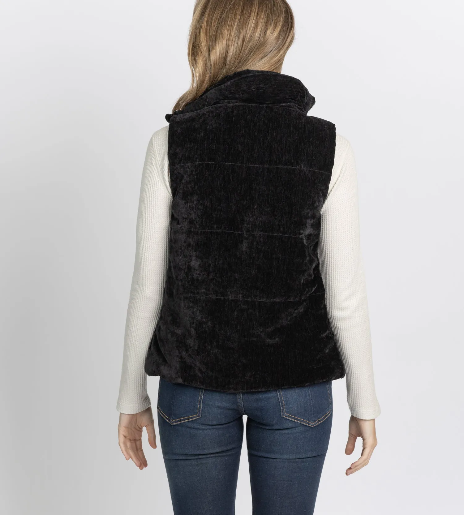 Dylan Velvet Puffer Vest Black