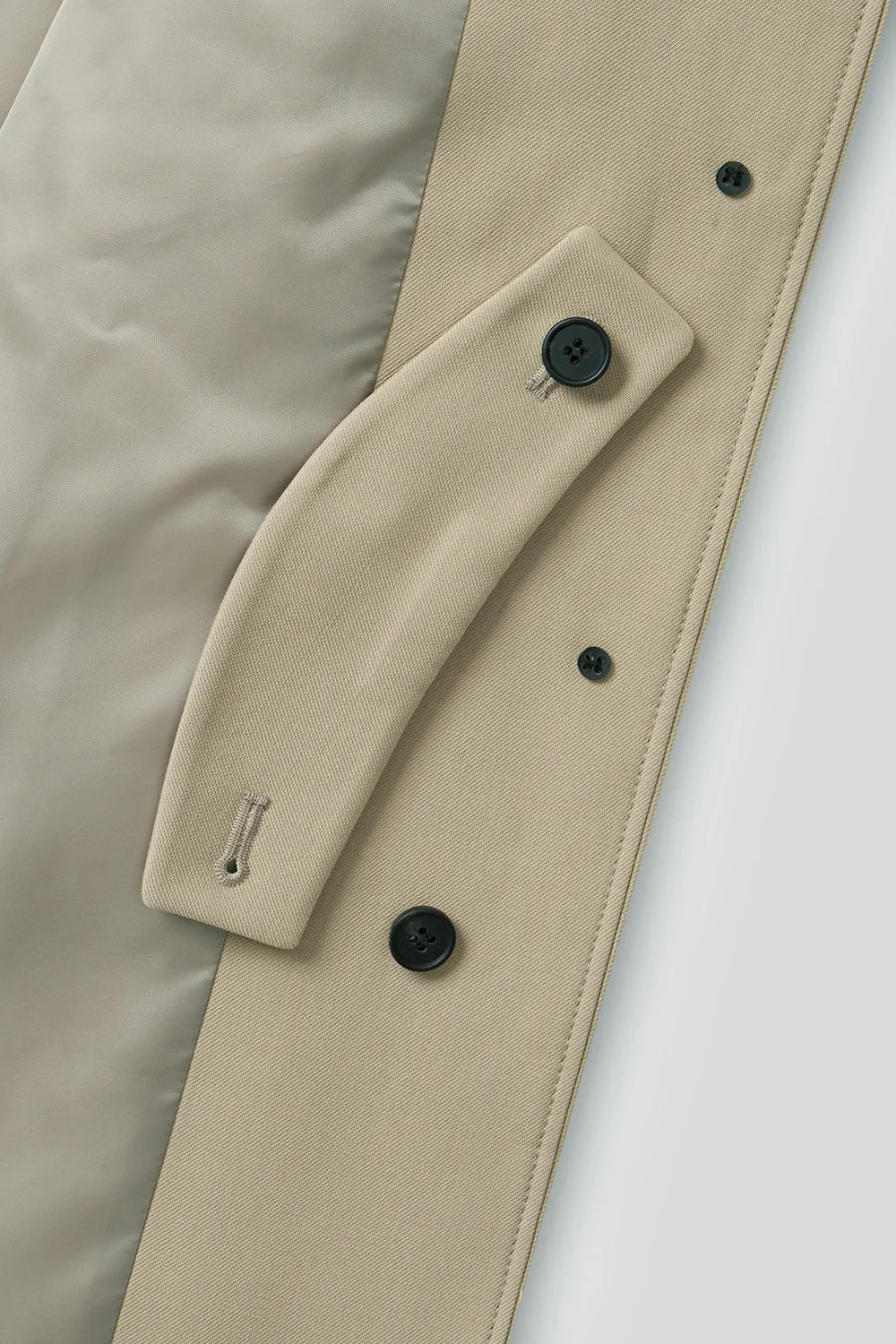 EDUARDO Trench Coat Women's Single-Breasted Belted Wool Blend with a Detachable Shirt Collar Flap.- Beige