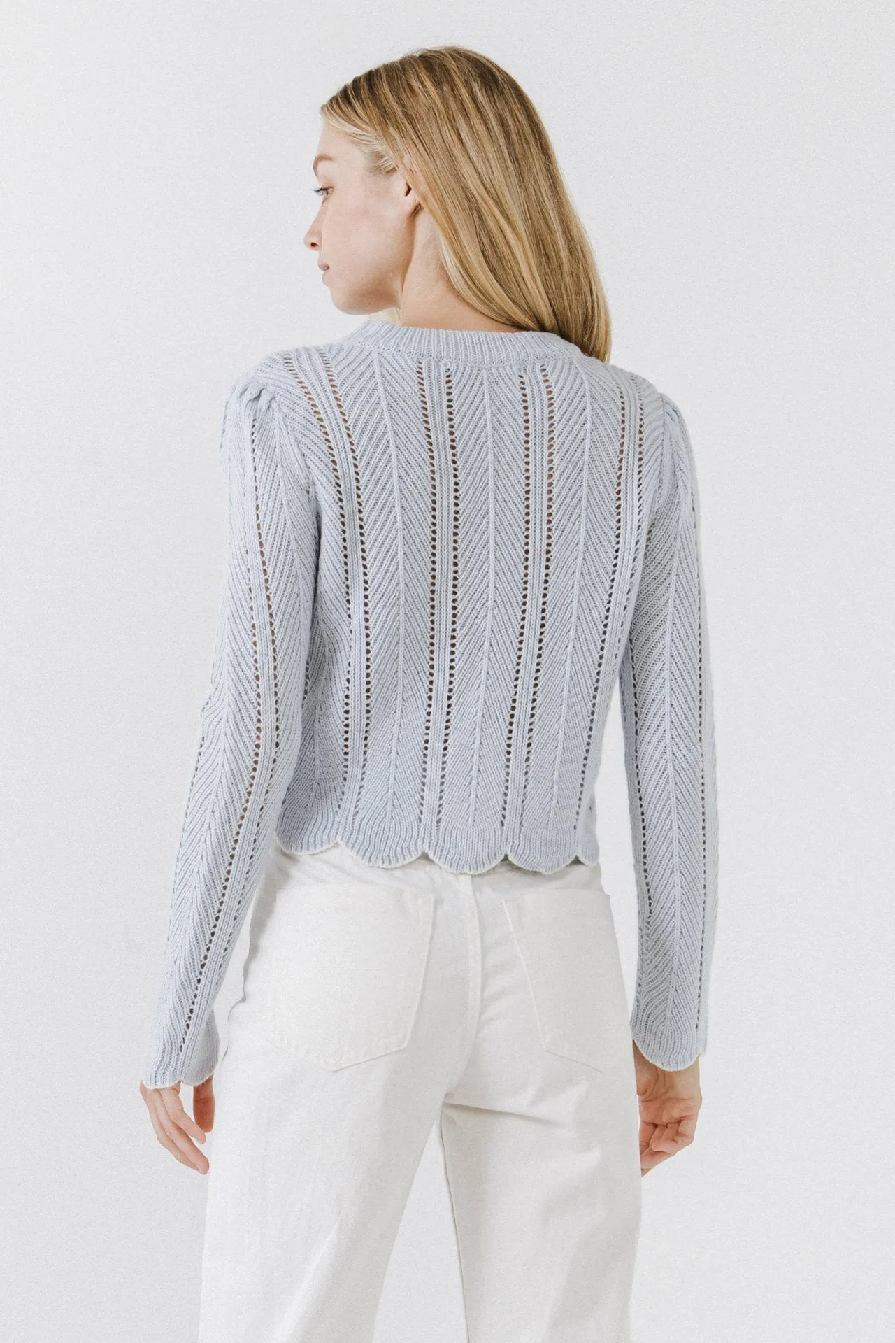 English Factory - Scallop Contrast Trimmed Knit Sweater