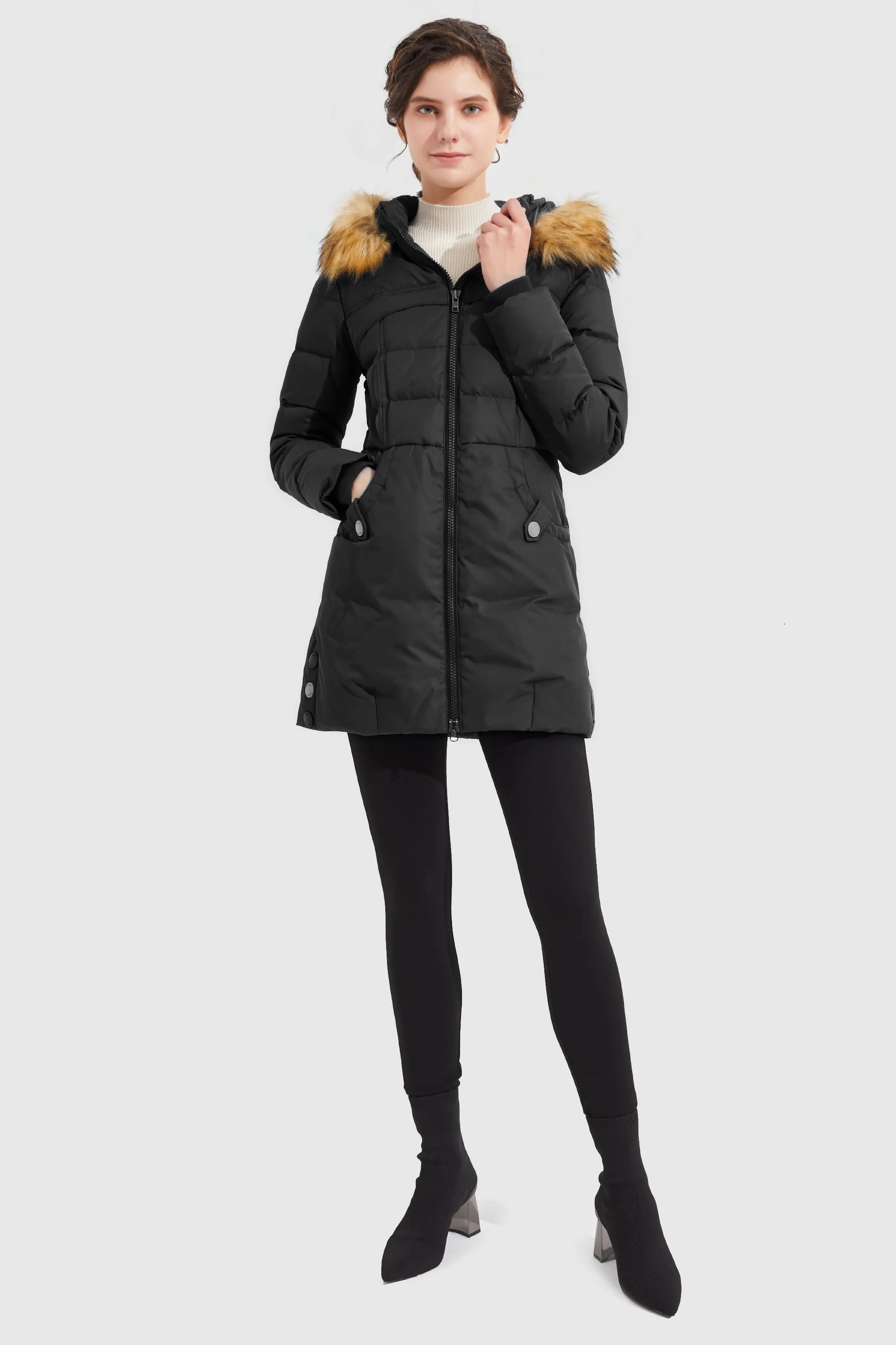 Faux Fur Qulited Puffer Down Jacket