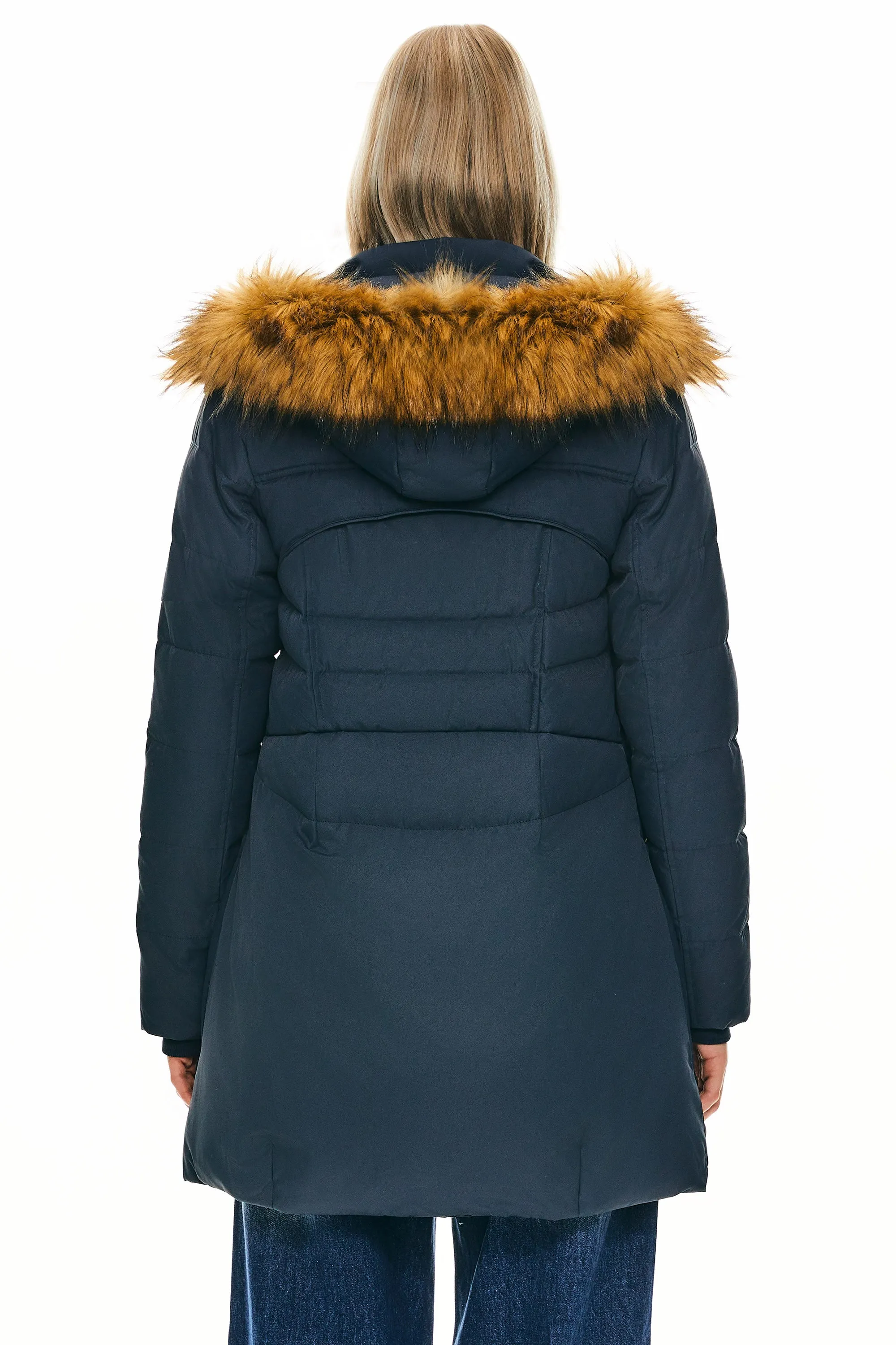 Faux Fur Qulited Puffer Down Jacket