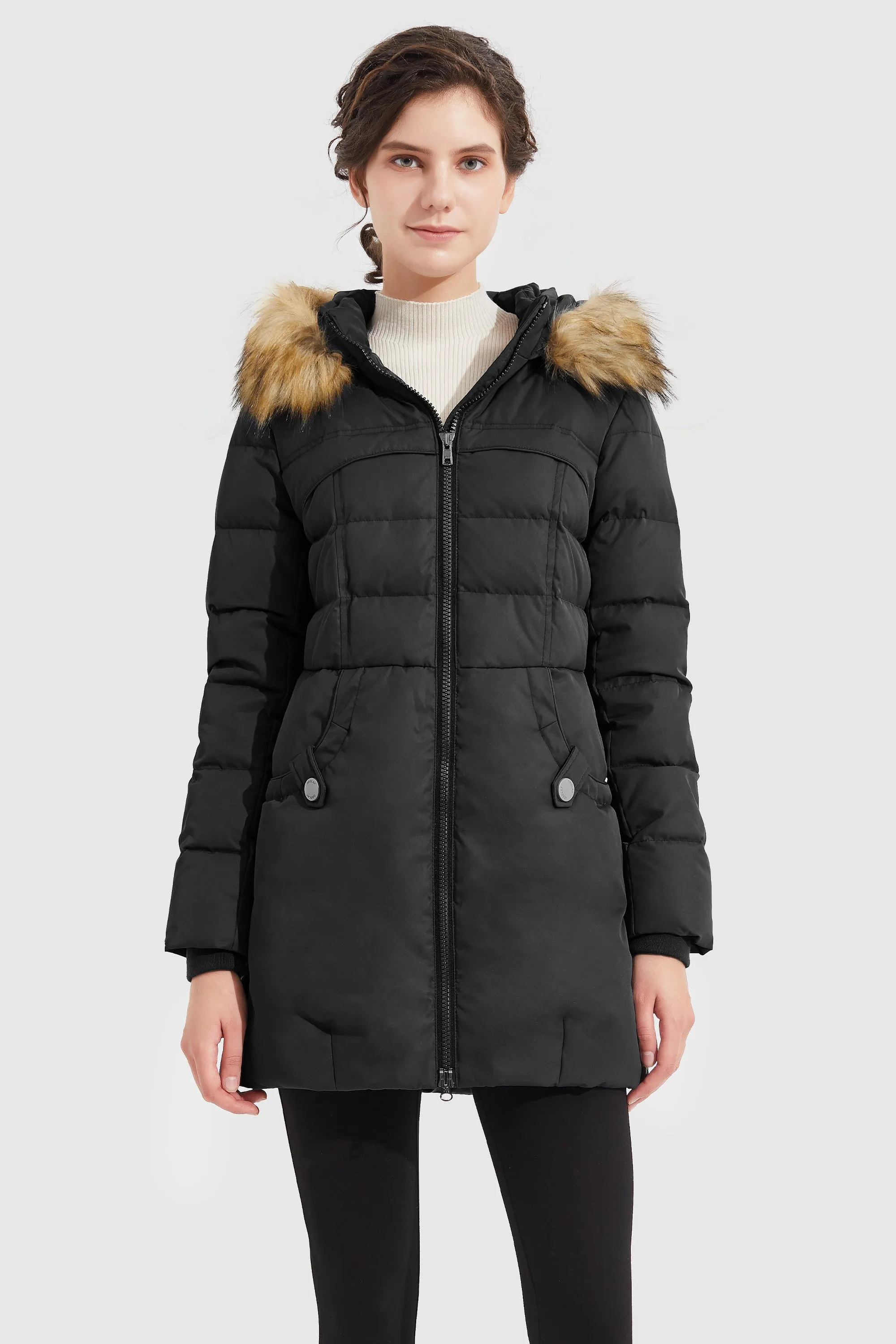 Faux Fur Qulited Puffer Down Jacket