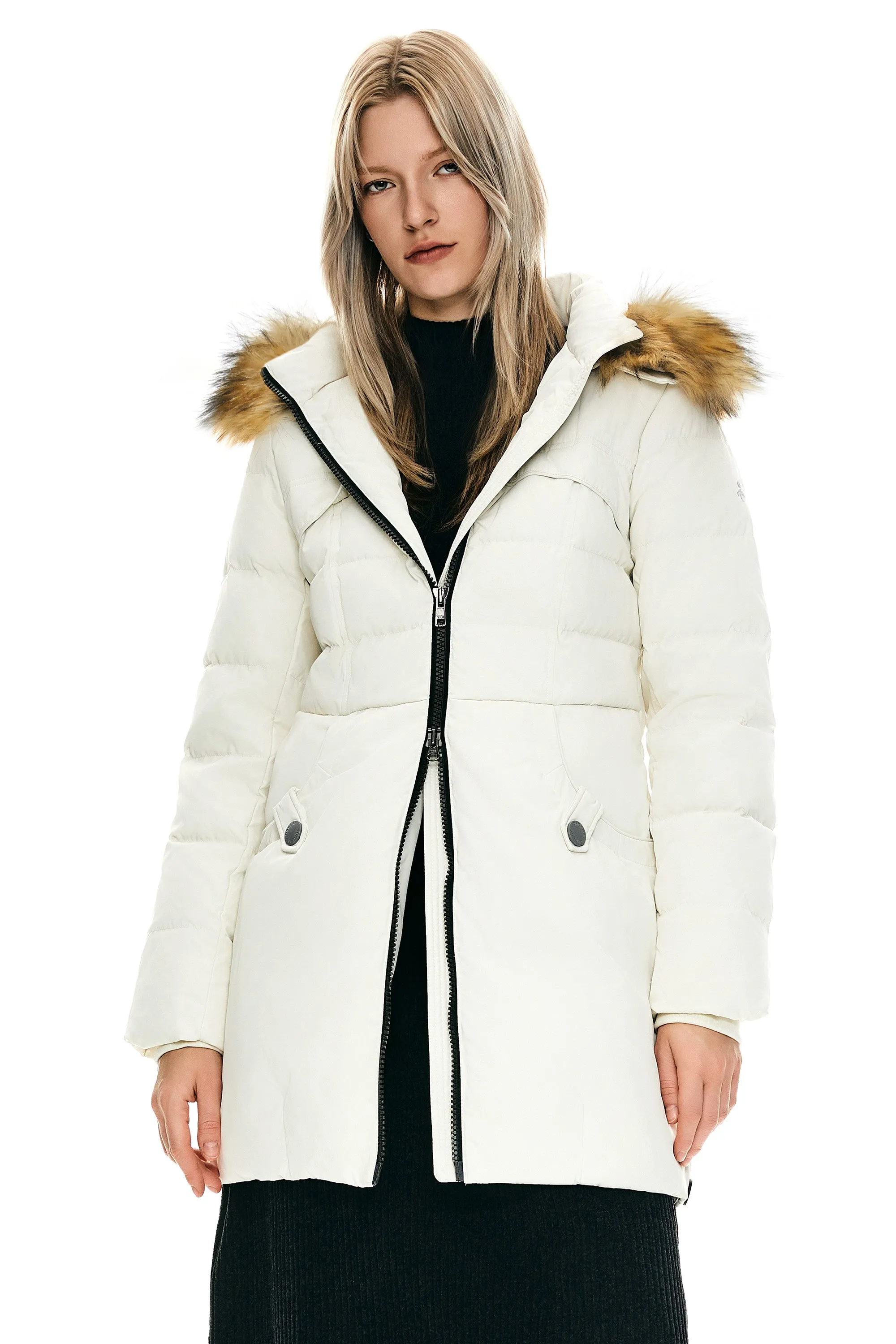 Faux Fur Qulited Puffer Down Jacket