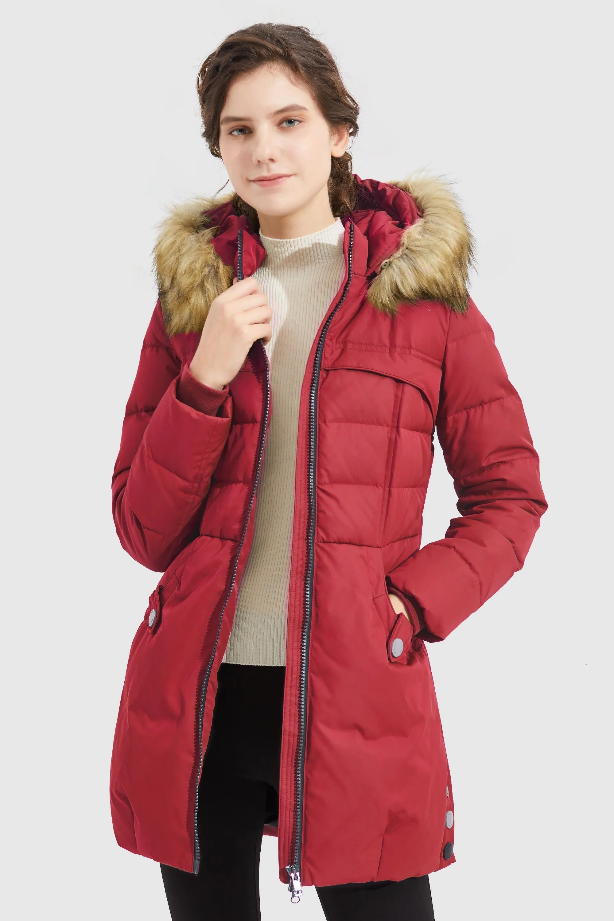 Faux Fur Qulited Puffer Down Jacket