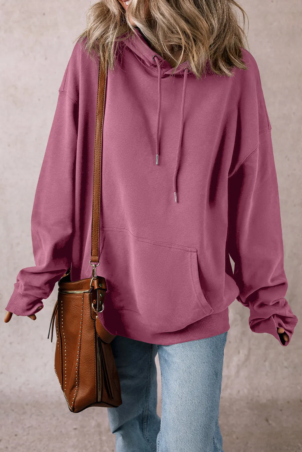 Fleece Lined Pocketed Drawstring Hoodie