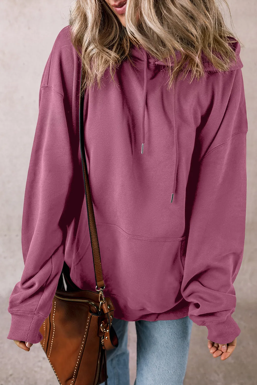 Fleece Lined Pocketed Drawstring Hoodie