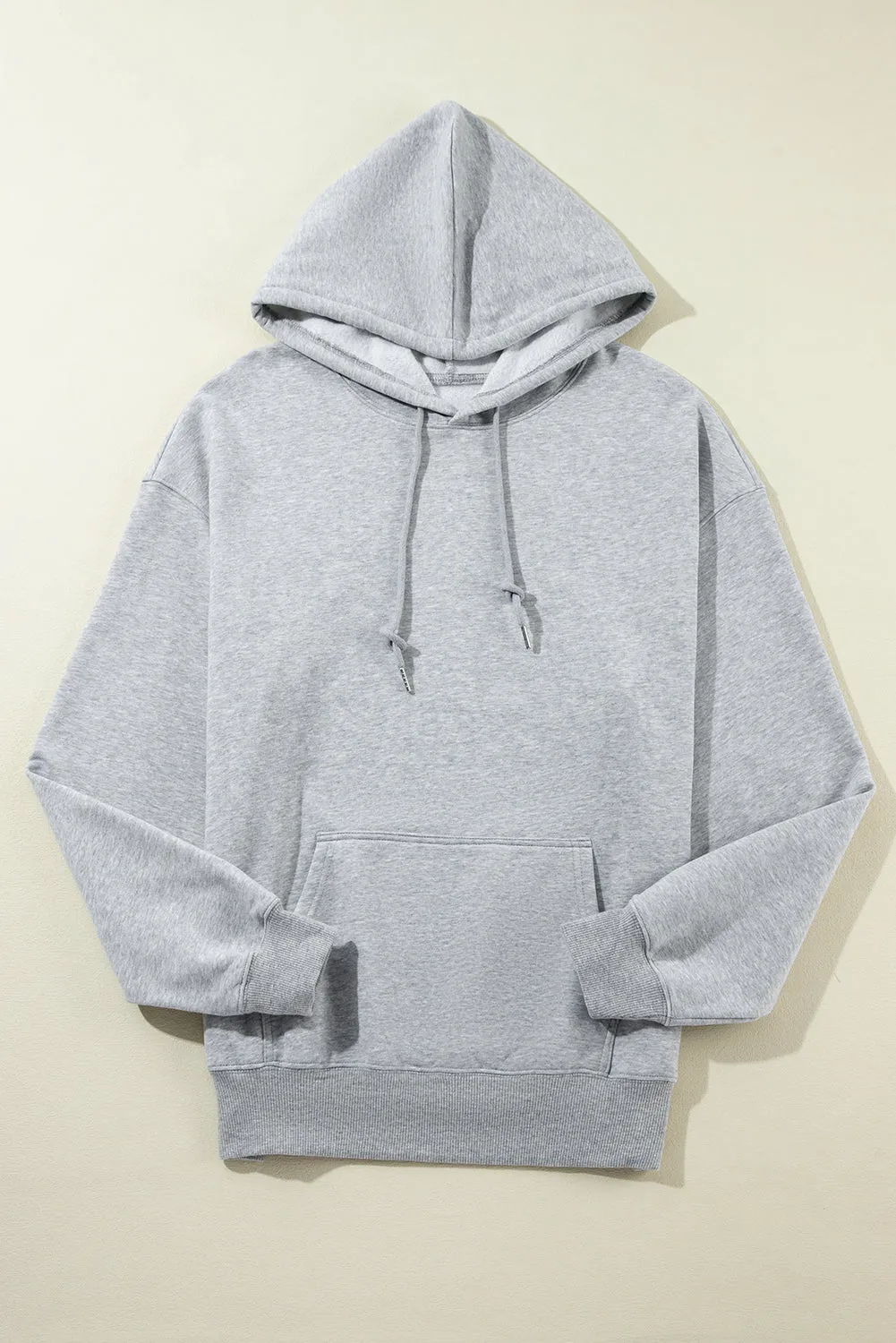 Fleece Lined Pocketed Drawstring Hoodie