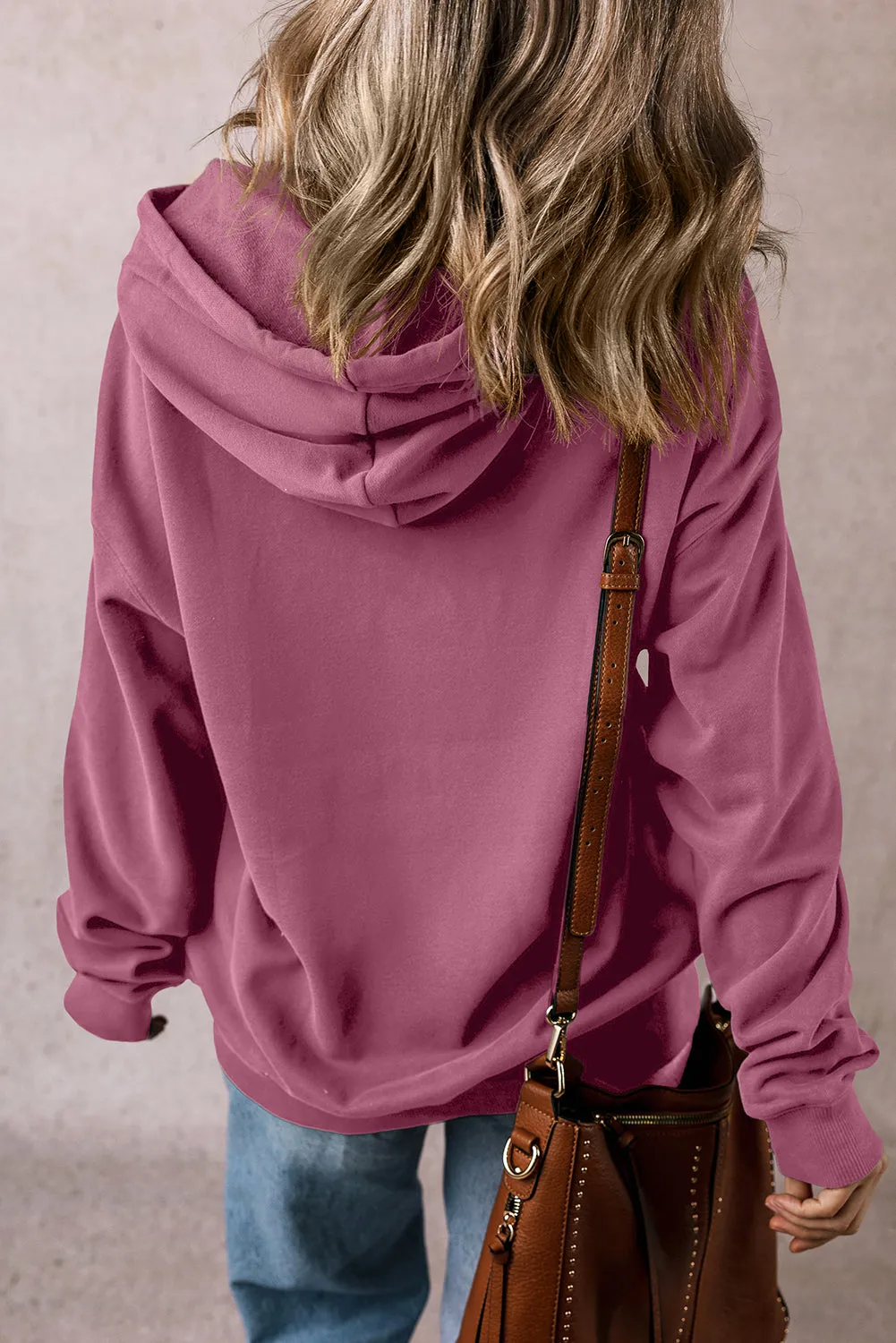 Fleece Lined Pocketed Drawstring Hoodie