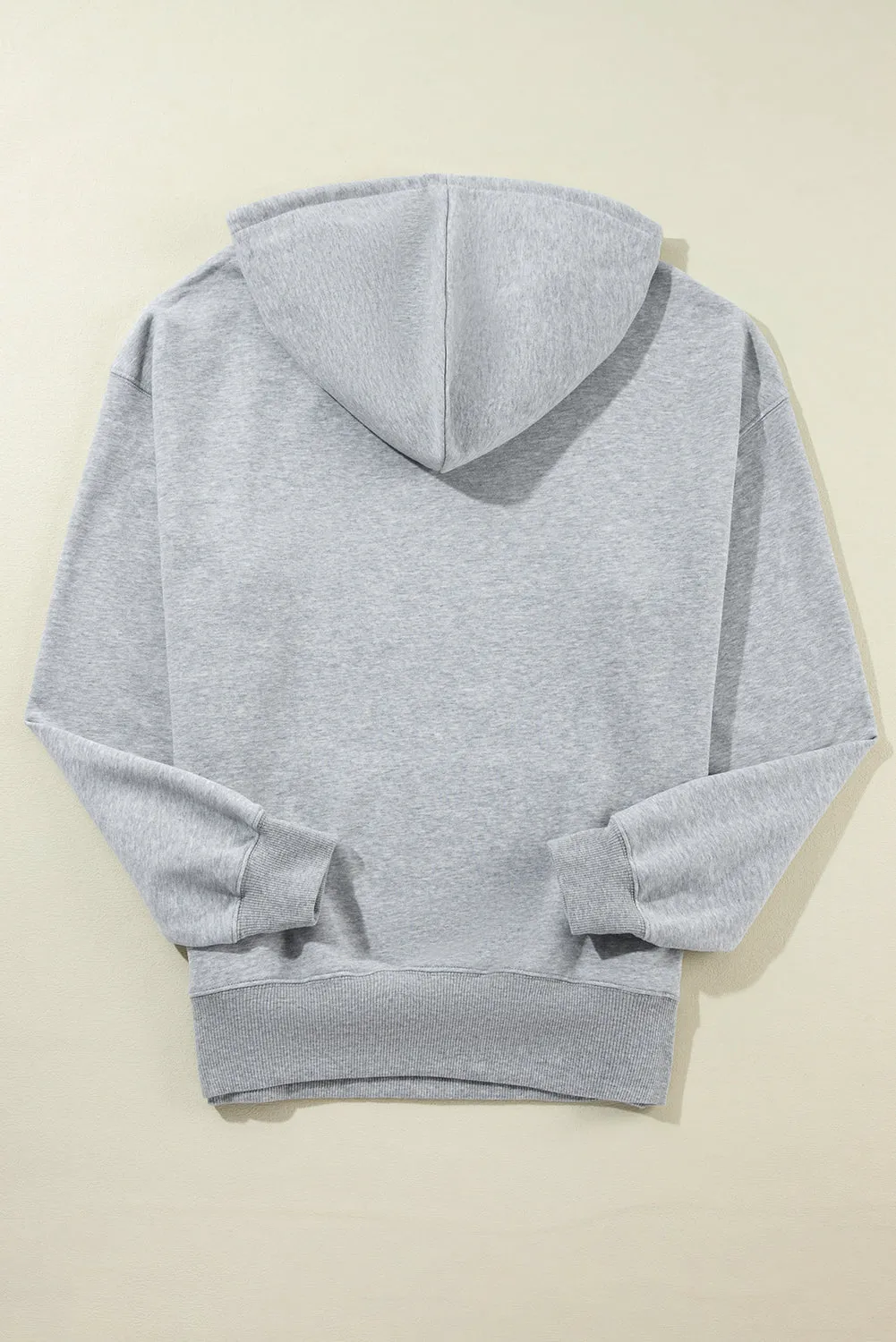 Fleece Lined Pocketed Drawstring Hoodie