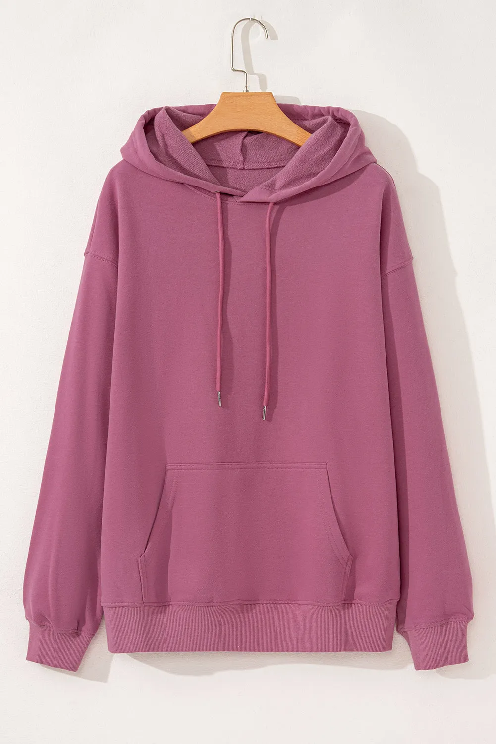 Fleece Lined Pocketed Drawstring Hoodie