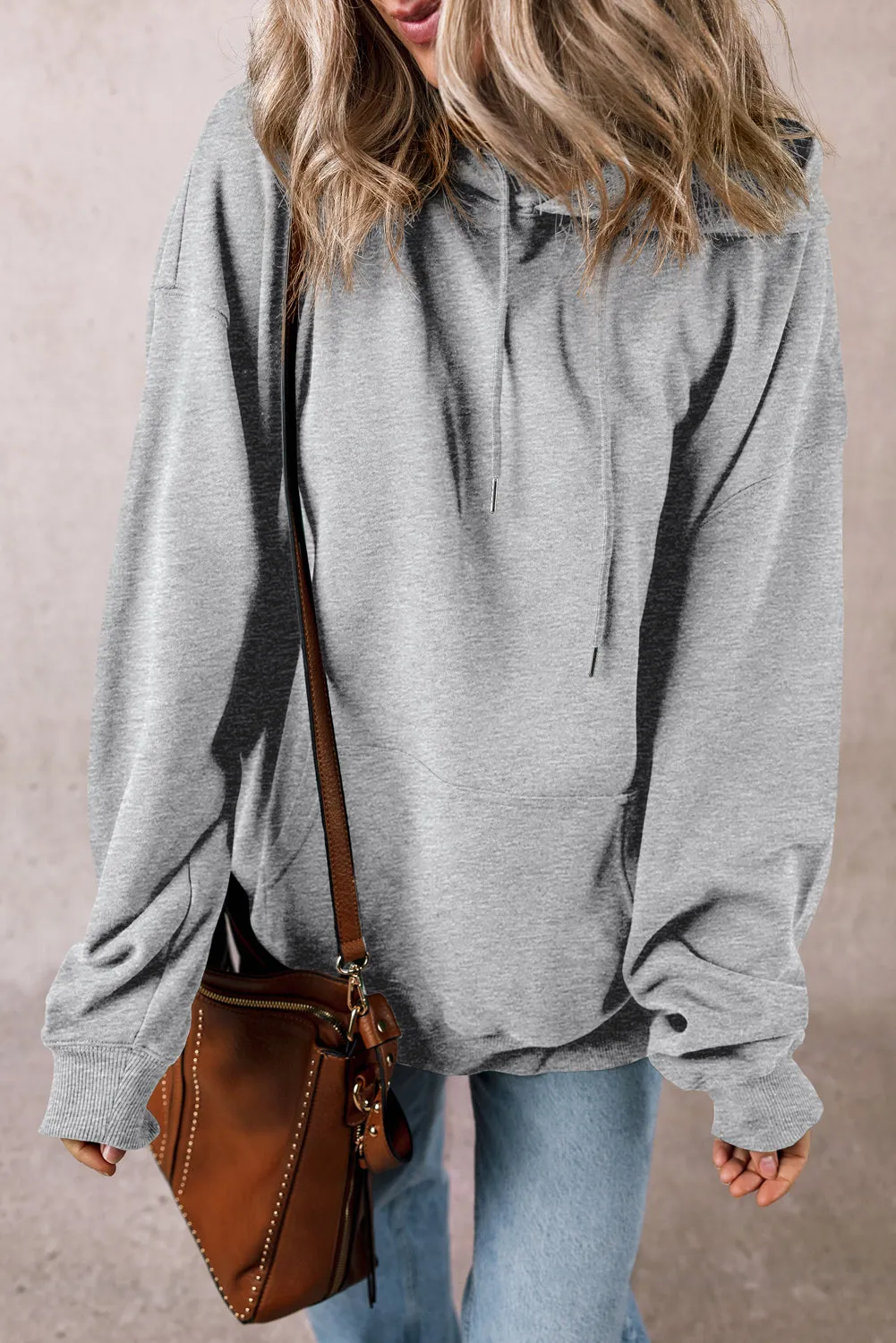 Fleece Lined Pocketed Drawstring Hoodie