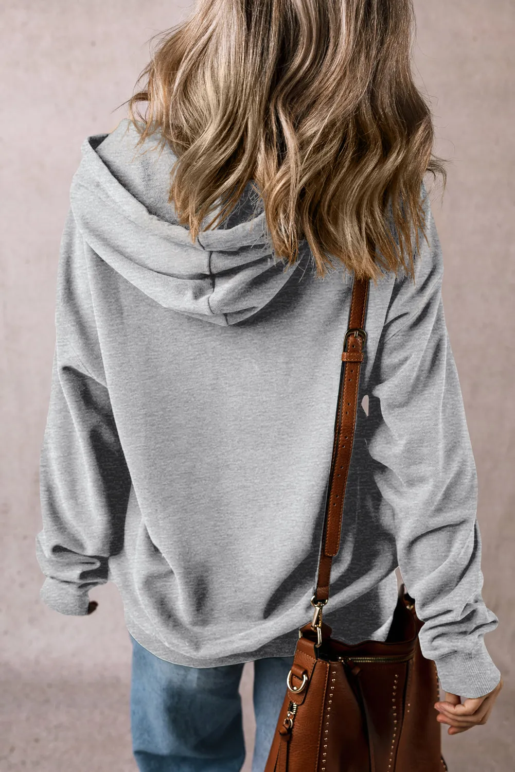 Fleece Lined Pocketed Drawstring Hoodie