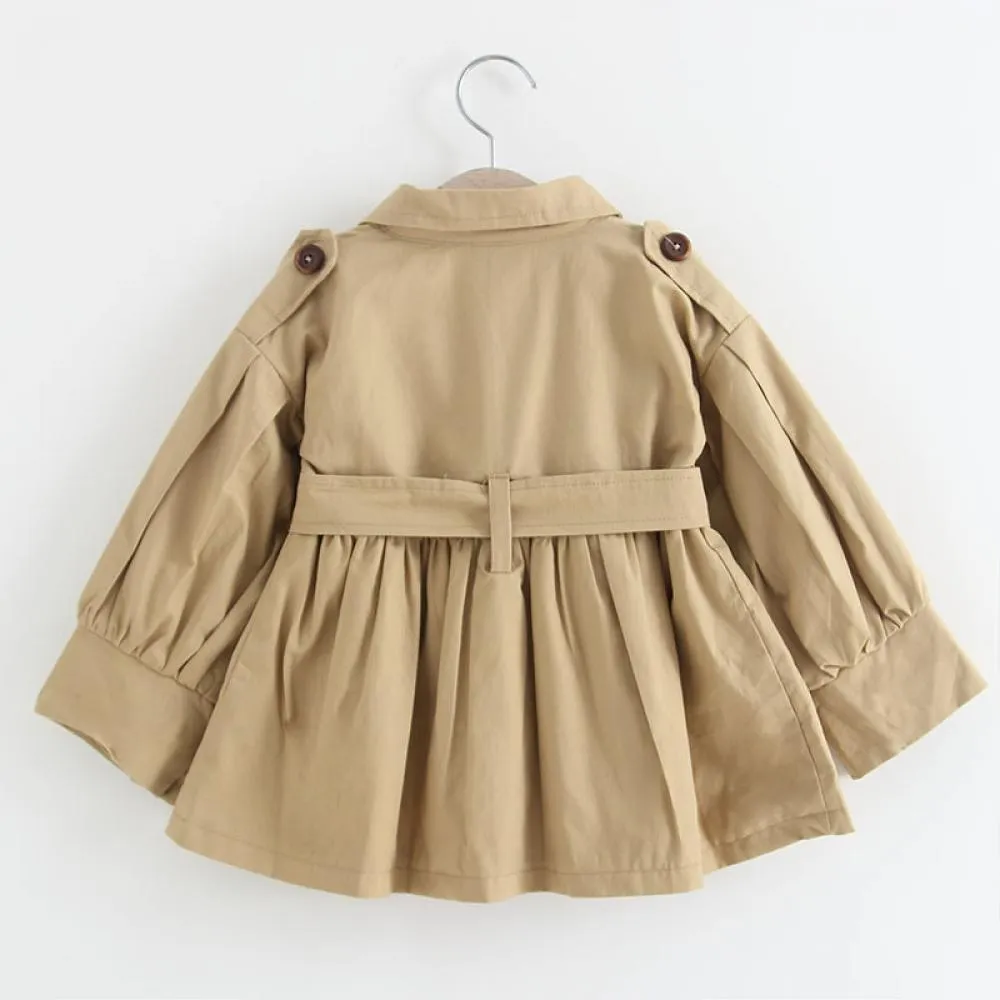 Girls Cotton Mid-length Baby Double-breasted Trench Coat Wholesale Girl Clothes