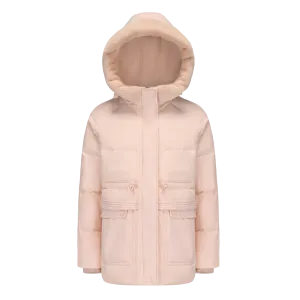 Girl's Short Fur-trimmed Hoodie Down Jacket