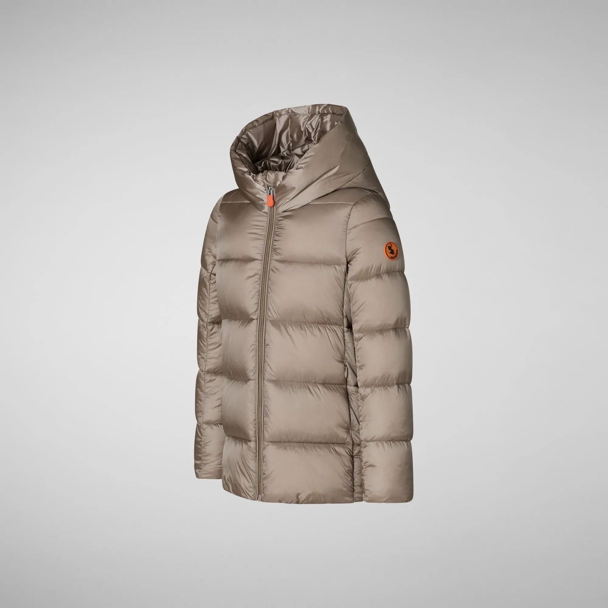 Girls's Hooded Animal free Puffer Coat Gracie in pearl grey