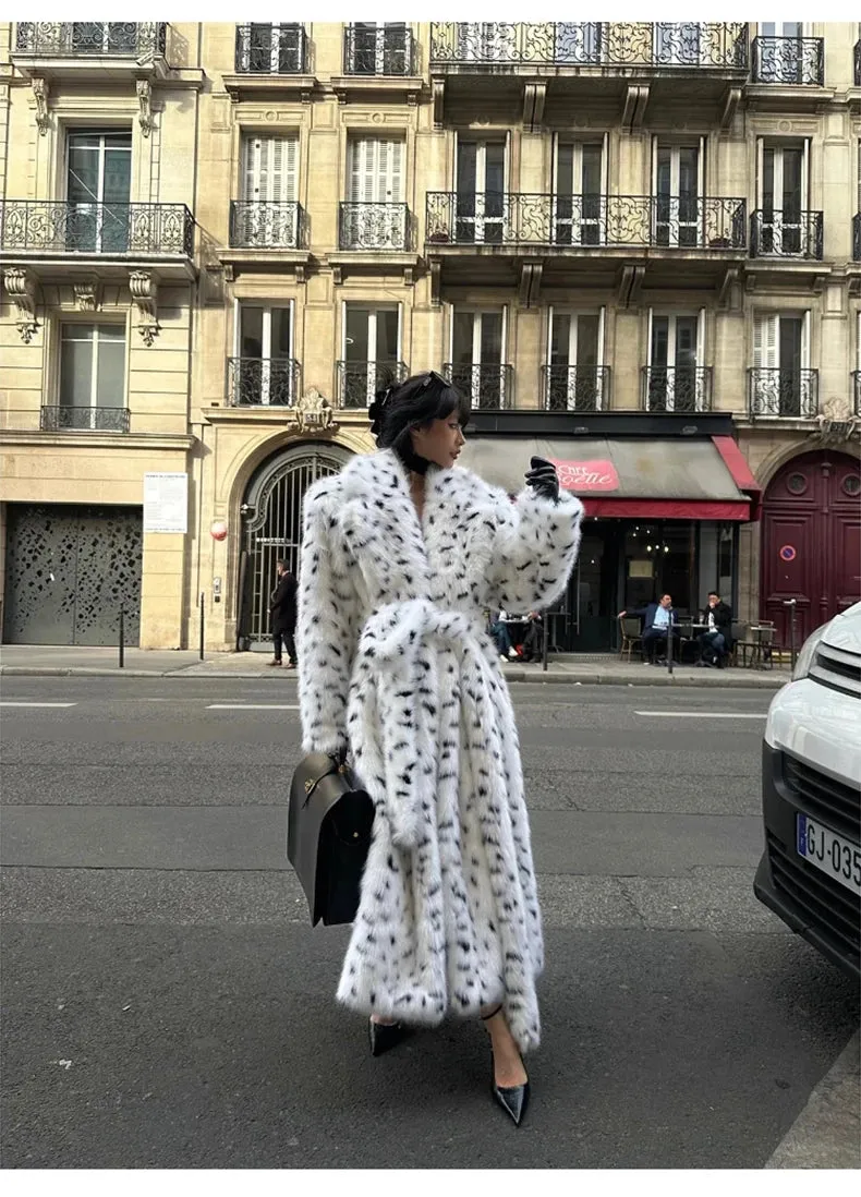 HEYFANCYSTYLE Cozy Polka Dot Faux Fur Coat