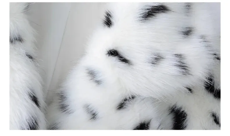 HEYFANCYSTYLE Cozy Polka Dot Faux Fur Coat