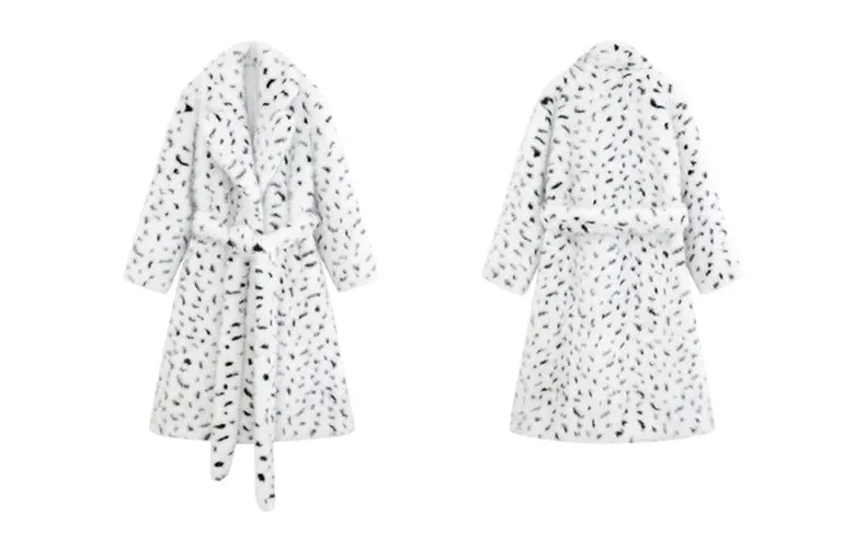 HEYFANCYSTYLE Cozy Polka Dot Faux Fur Coat