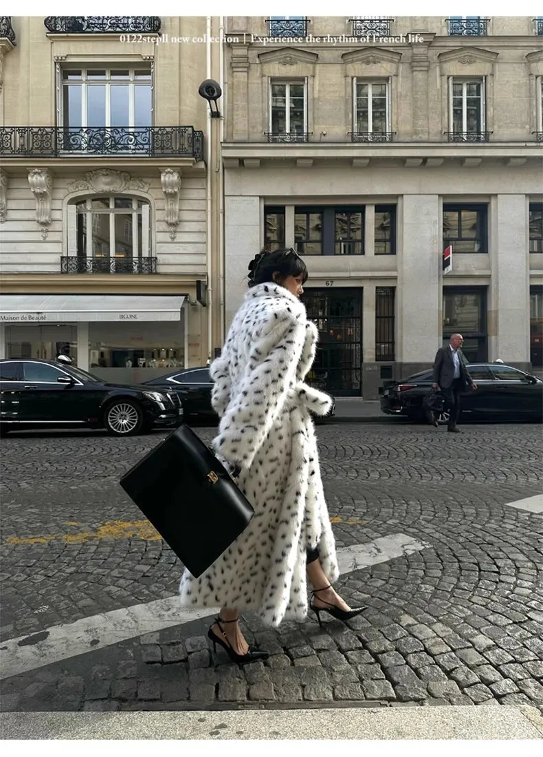 HEYFANCYSTYLE Cozy Polka Dot Faux Fur Coat