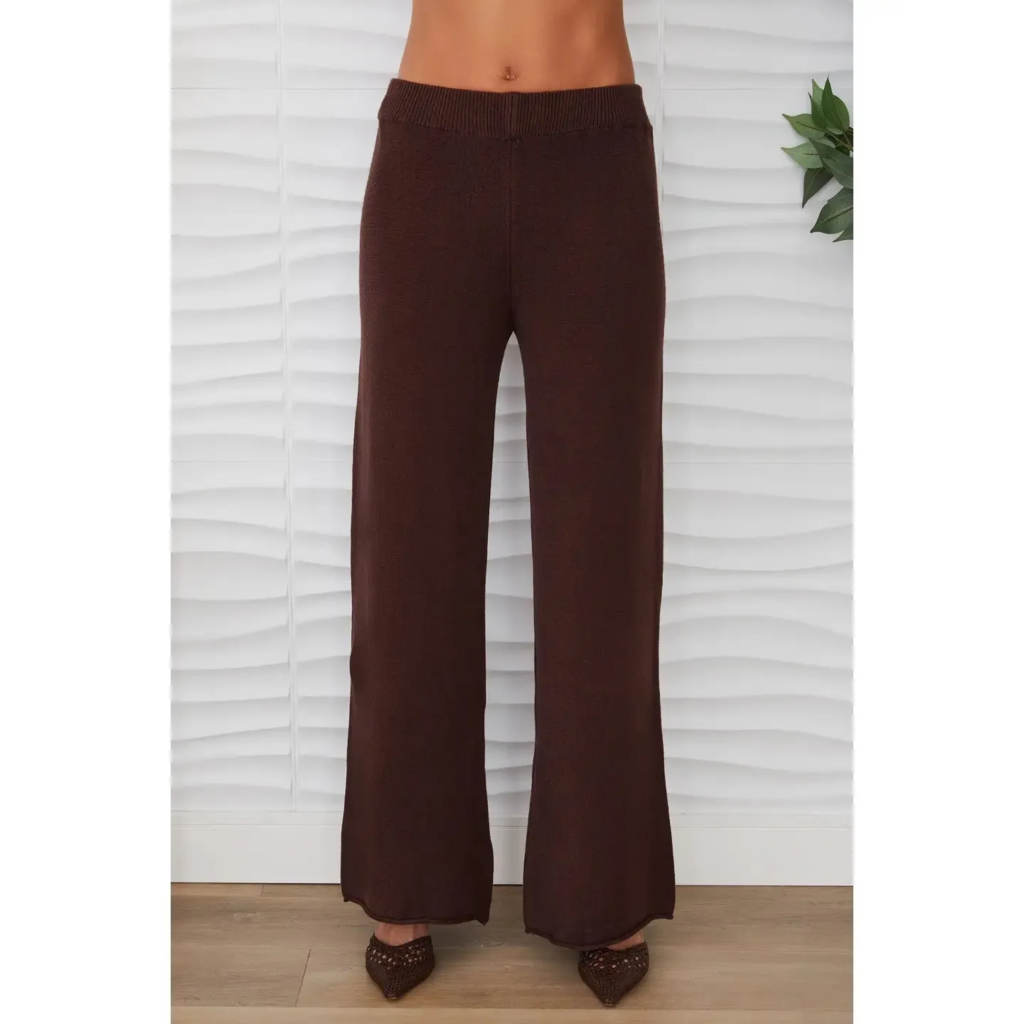 Italian Cozy Flared Pant in Chocolate