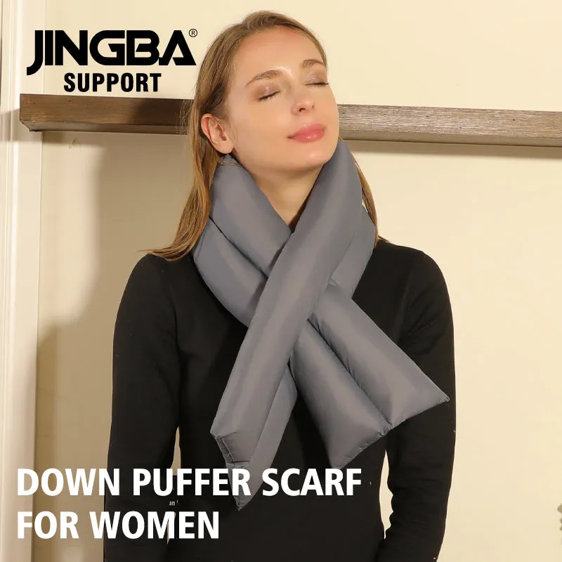 JINGBA SUPPORT 5255 Women's warm heated Down Puffer Scarf Korean Style Waterproof Windproof cross fit Shawl Neck Warmer Scarf