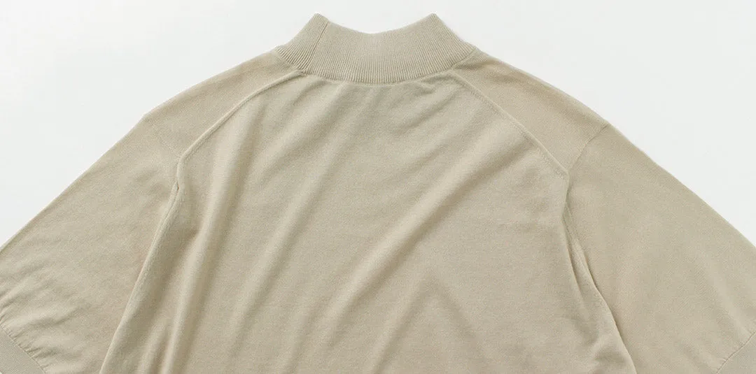 JOHN SMEDLEY / Sea Island Cotton 30 Gauge Mock Neck Knit