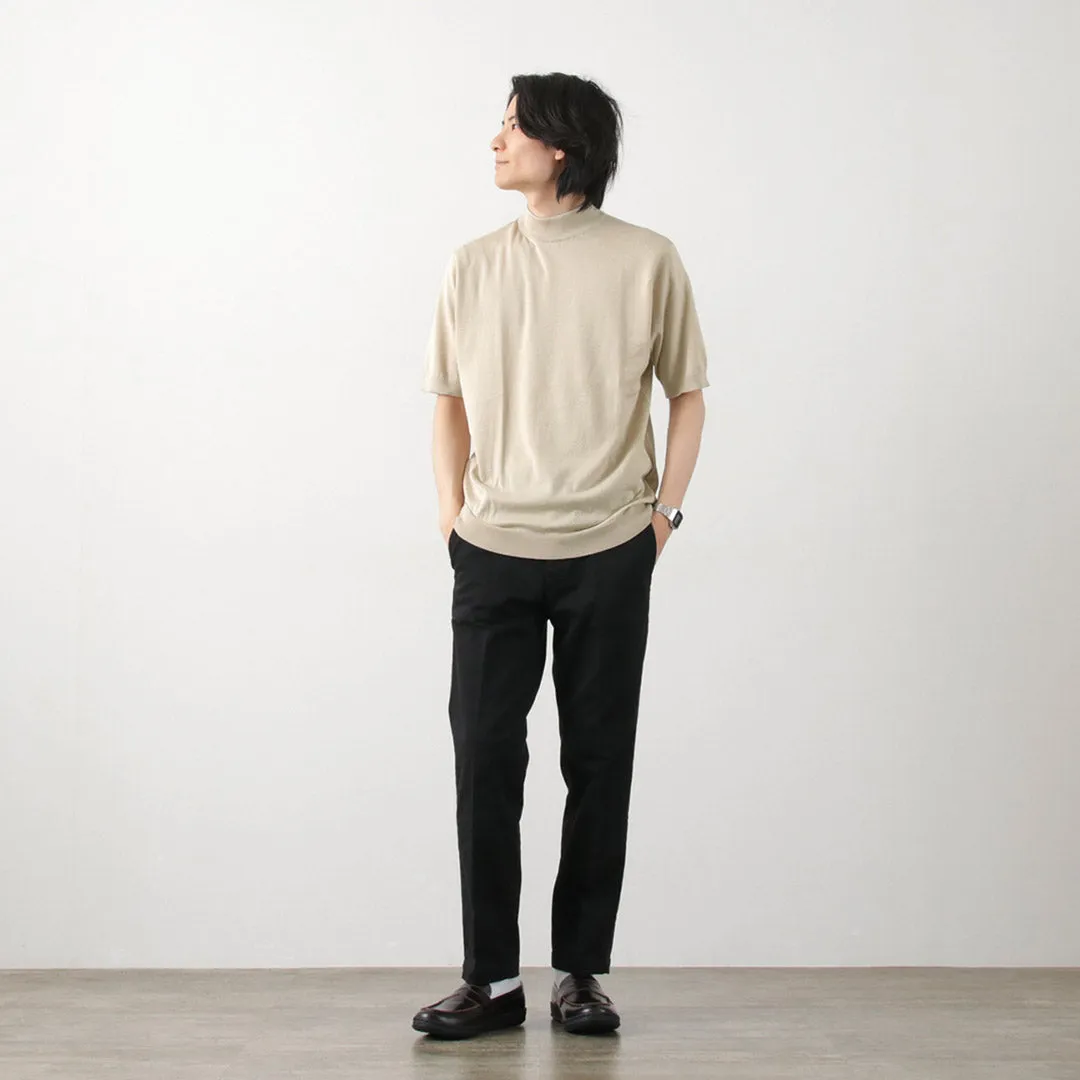 JOHN SMEDLEY / Sea Island Cotton 30 Gauge Mock Neck Knit