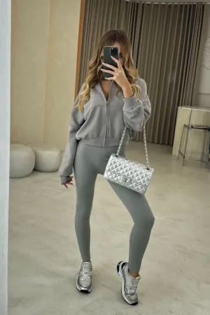 Kayla slate grey bomber jacket and legging set